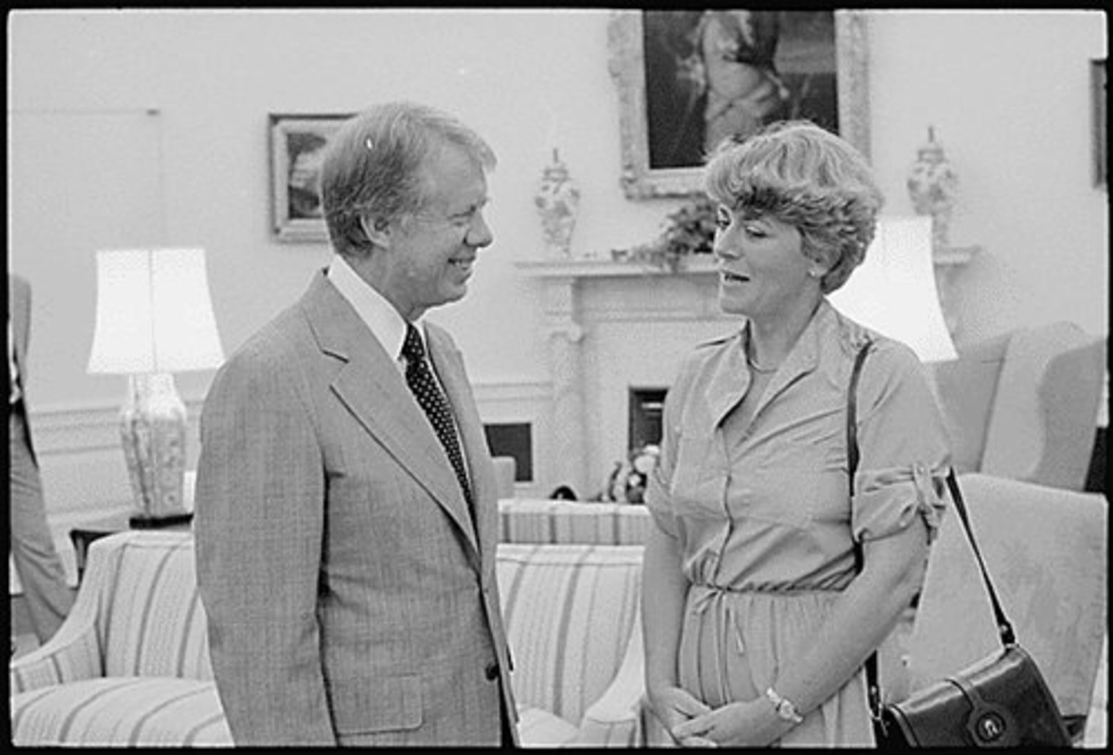 Rep. Geraldine Ferraro (D-NY) meets with President Jimmy Carter in the White House in Washington, D.C., on September 21, 1978.