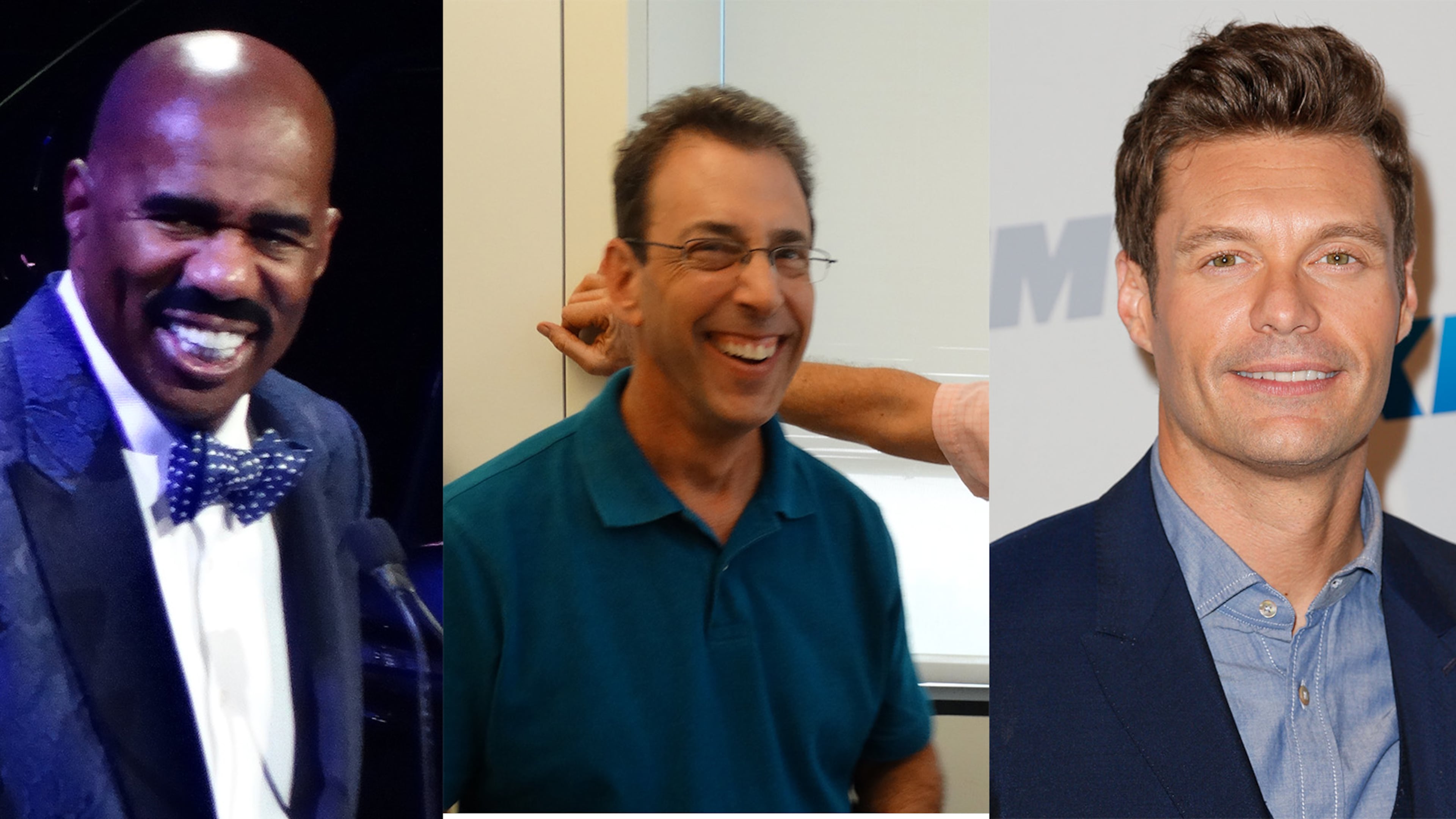 Steve Harvey, Clark Howard and Ryan Seacrest are all eligible for the National Radio Hall of Fame. CREDIT (left and center are Rodney Ho/rho@ajc.com and right is Getty Images)