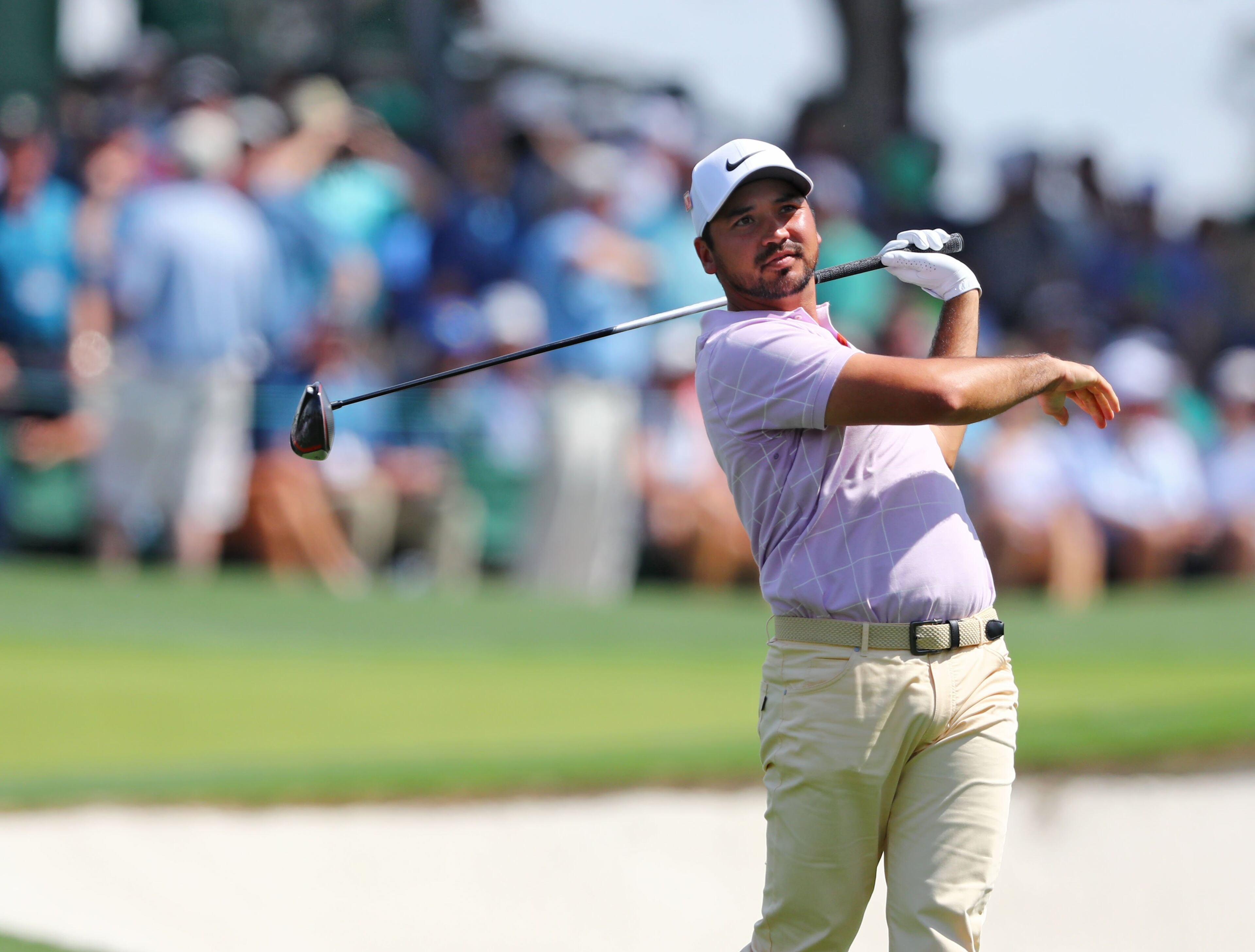 April 13, 2019 - Augusta - Jason Day tees off on 3 during the third round of the Masters Tournament Saturday, April 13, 2019, at Augusta National Golf Club in Augusta. Curtis Compton / ccompton@ajc.com