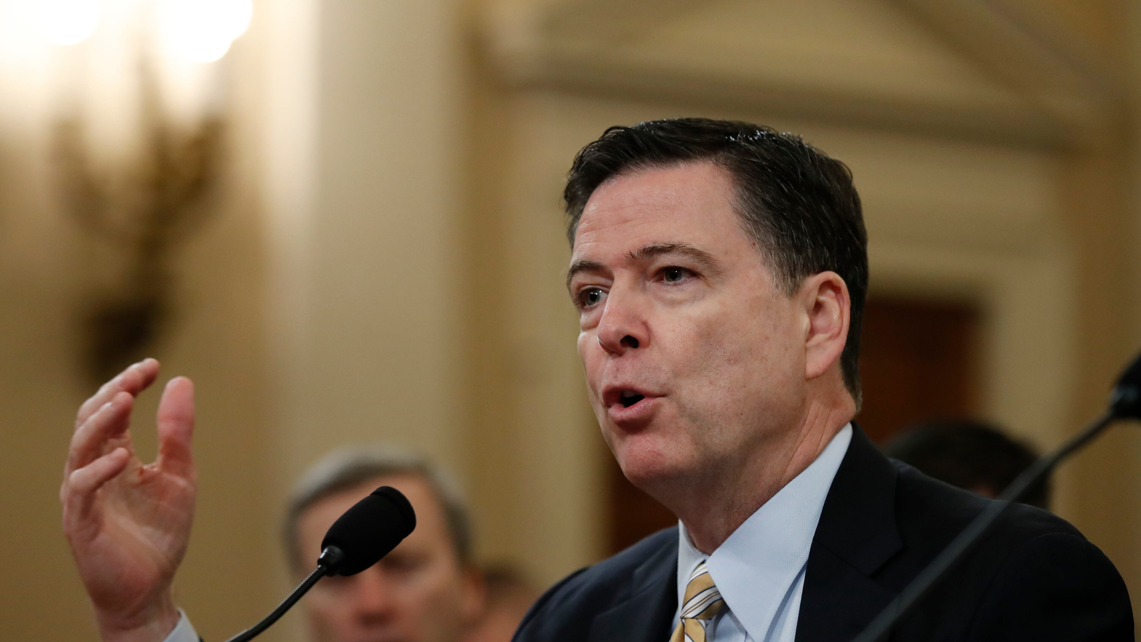 FBI Director James Comey, testifies on Capitol Hill in Washington, Monday, March 20, 2017, before the House Intelligence Committee hearing on allegations of Russian interference in the 2016 U.S. presidential election. (AP Photo/Manuel Balce Ceneta)