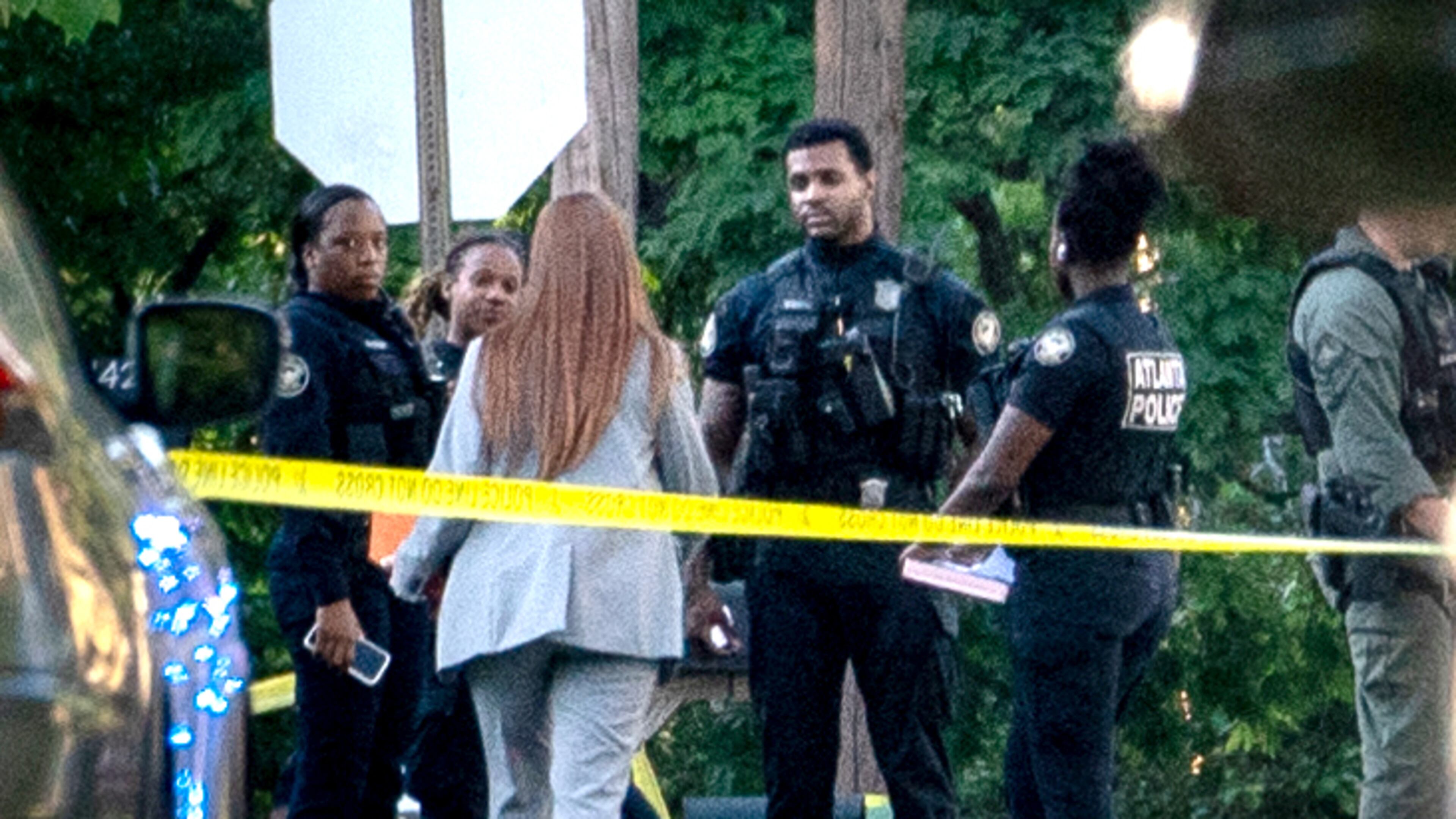 Three Atlanta police officers were shot Saturday afternoon in the Capital View neighborhood on the 1400 block of Desoto Avenue SW. (Ben Hendren for The Atlanta Journal Constitution)