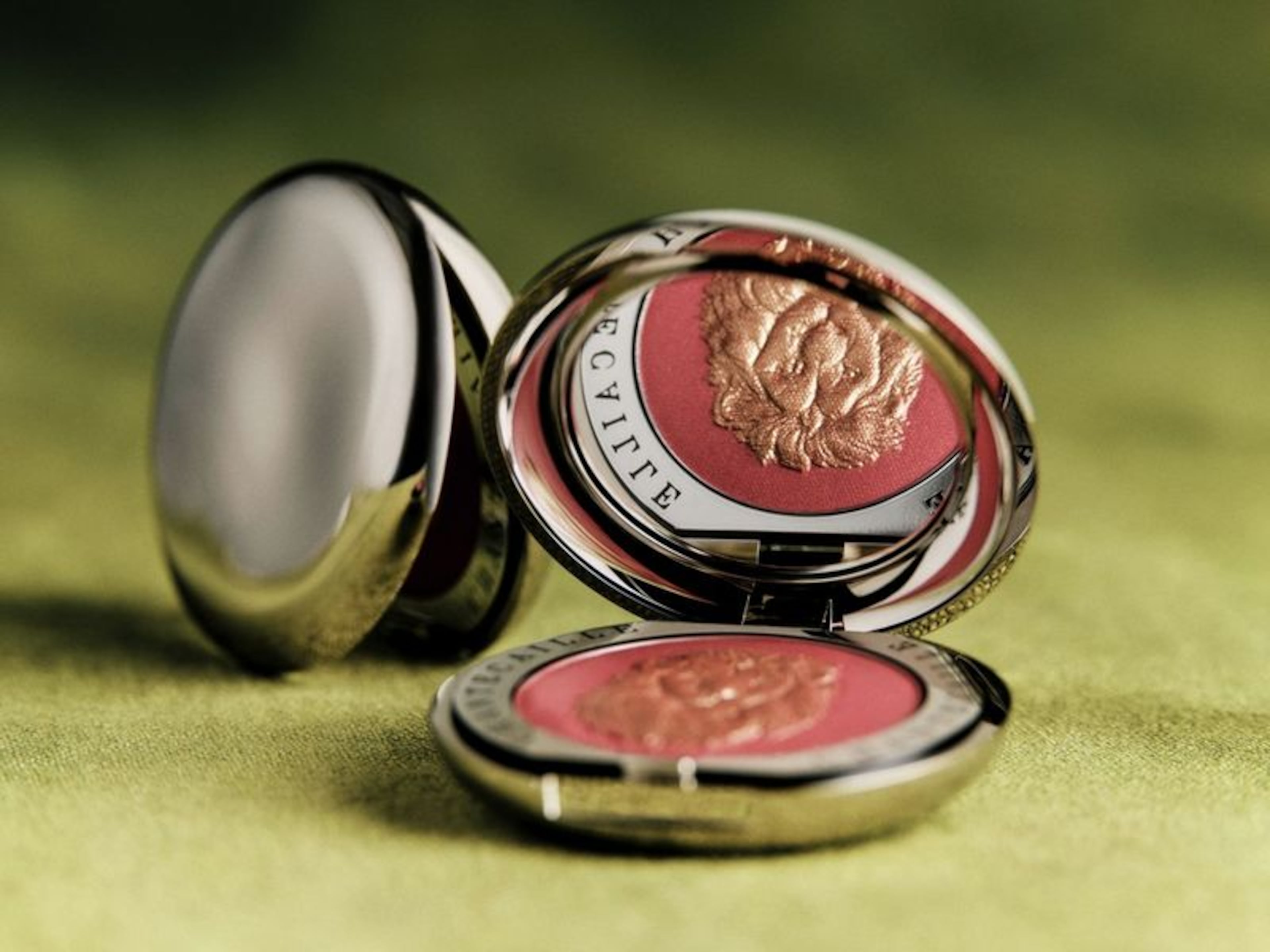 Chantecaille’s limited-edition Lion Collection features a deep pink blush with a lion motif. The collection, part of the brand's 20 years of philanthropy, supports Lion Guardians and includes a range of fall shades. (Courtesy of Chantecaille)