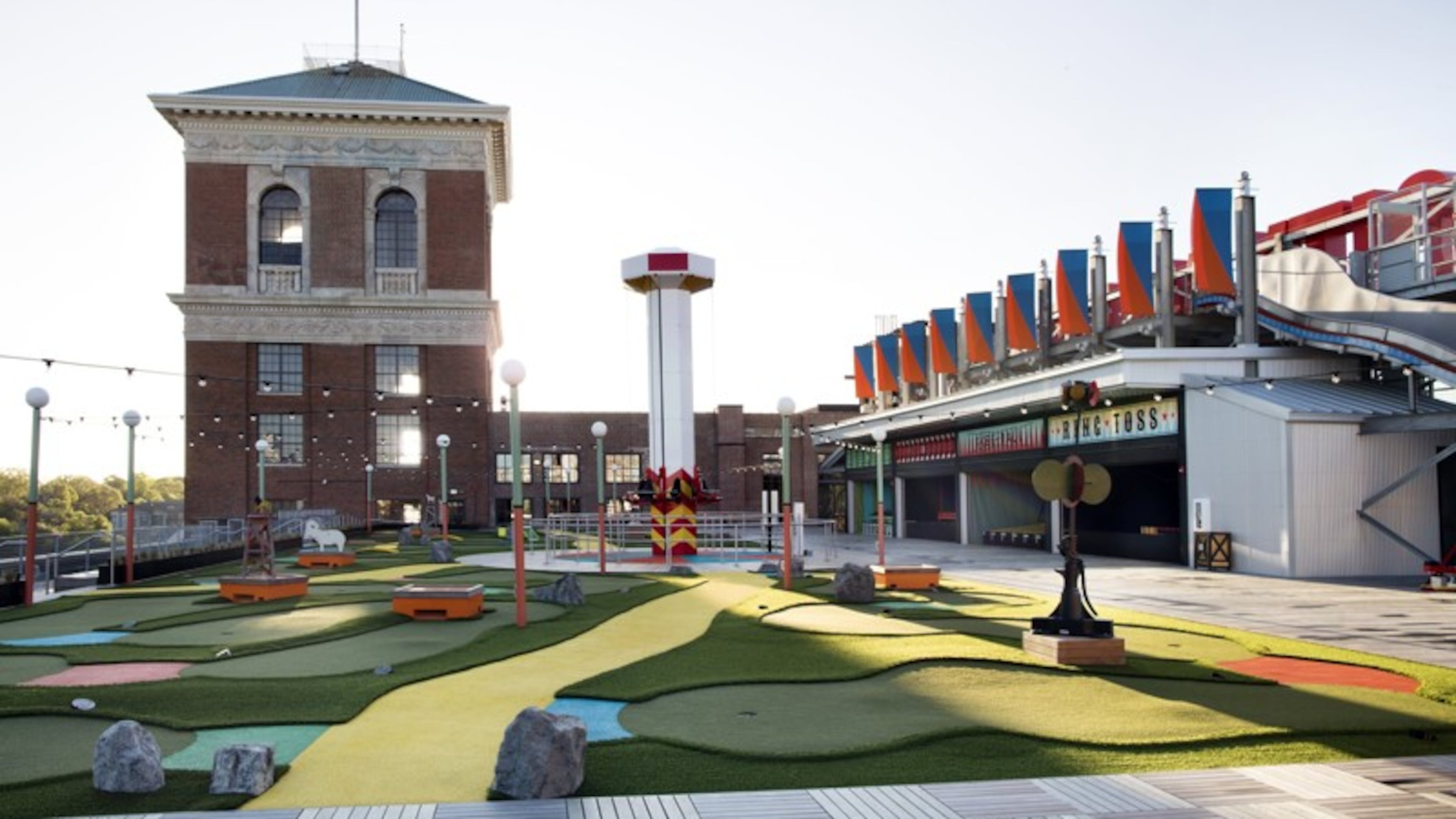 Ponce City Market developer Jamestown has partnered with Slater Hospitality to open a rooftop beer garden called Nine Mile Station and Skyline Park, and a rooftop amusement park said to be inspired by Coney Island. Source: Jamestown