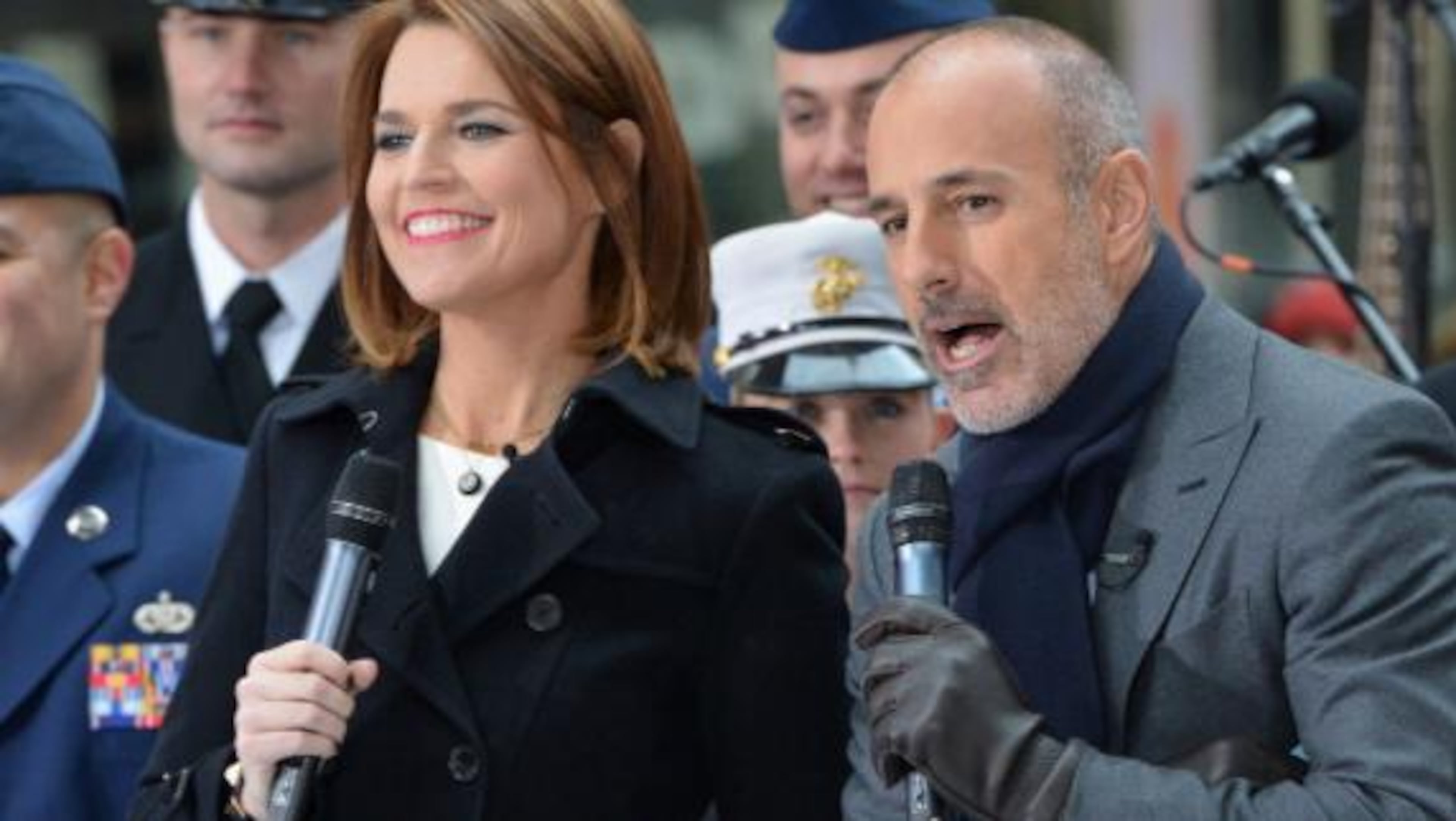 Savannah Guthrie and Matt Lauer host NBC's 'Today' on November 11, 2013 in New York, New York. (Photo by Slaven Vlasic/Getty Images)