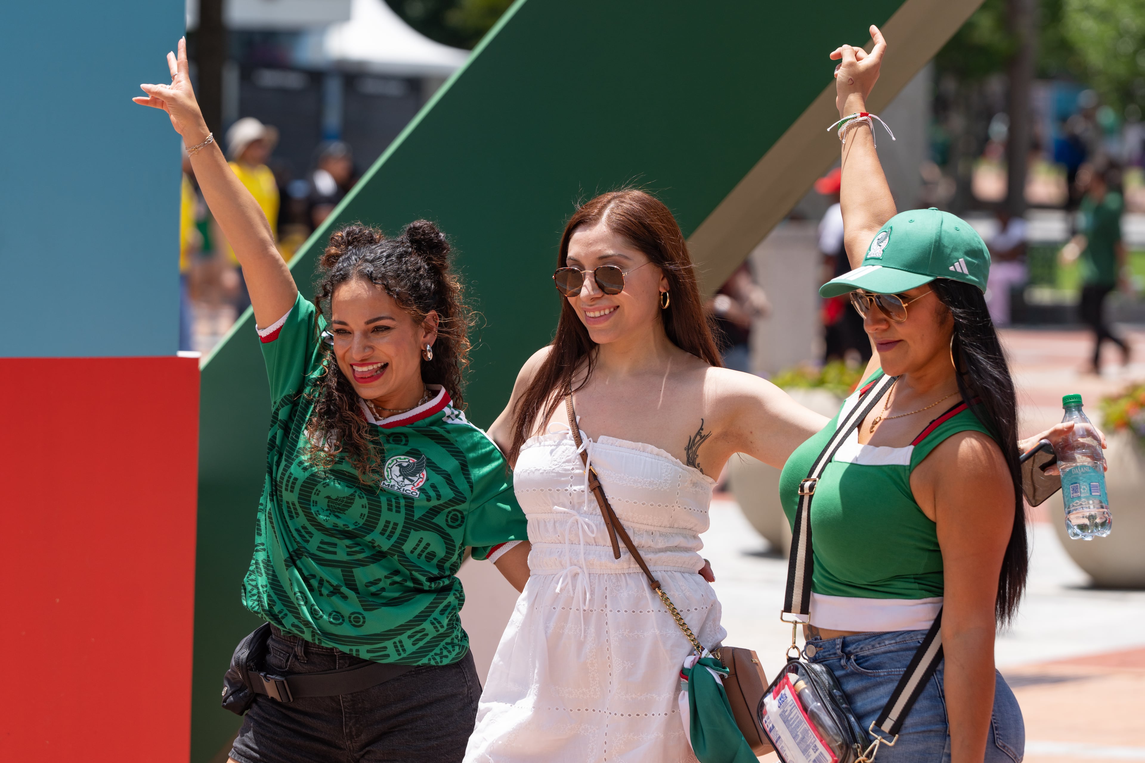 Fans take photos on opening day of the FIFA Fan Festival at Centennial Olyimpic Park on Thursday, June 11, 2026. (Ben Hendren for the AJC)