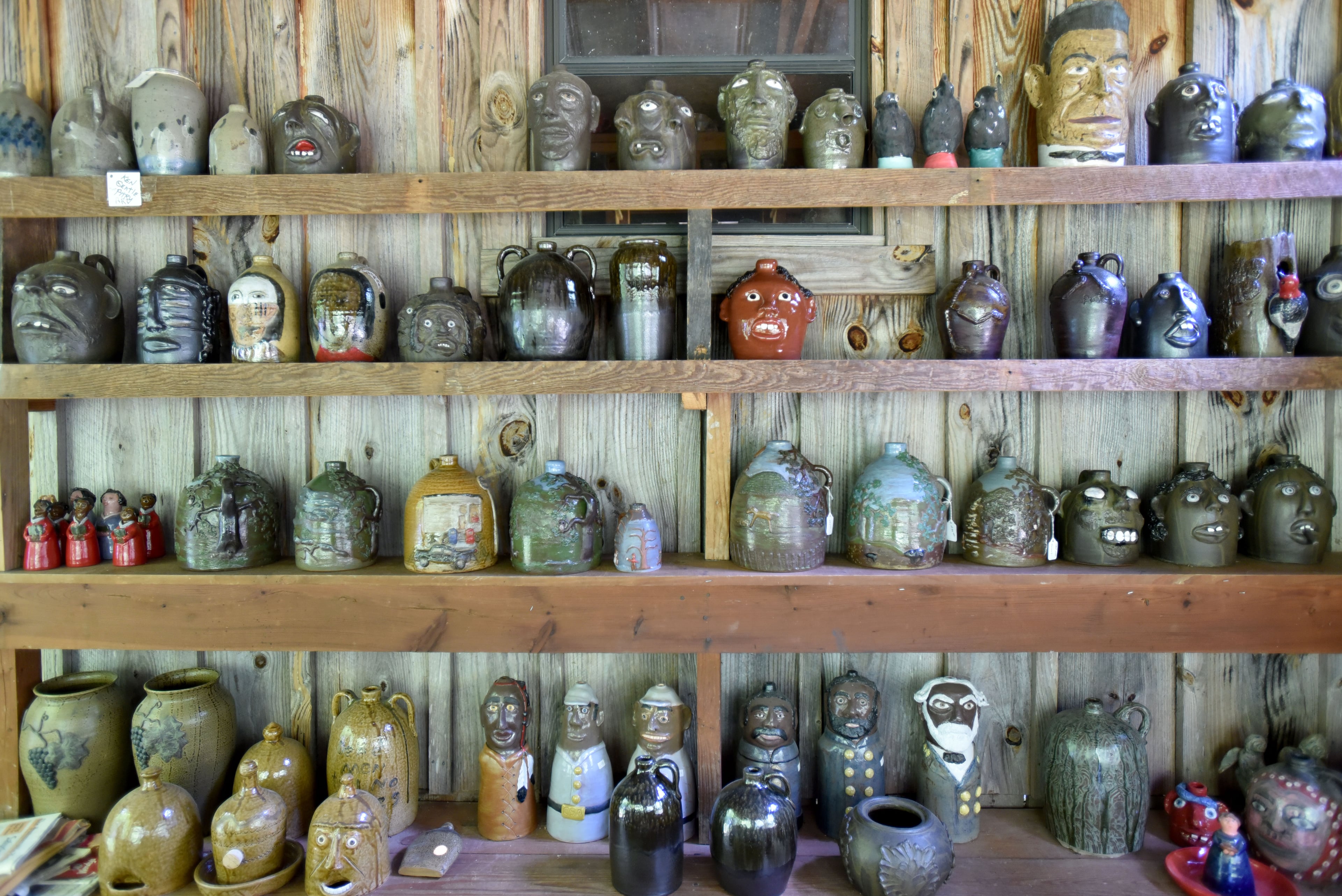 May 9, 2015 Summerville - Pottery by Tom and Judy Touchstone in Armuchee, near Summerville on Saturday, May 9, 2015. In advance of Finster Fest, May 30-31 in the northwest Georgia town of Summerville. Georgia's most famed folk artist, Finster was known as a great American eccentric, and plenty of eccentric places survive him in this gritty corner of the state. HYOSUB SHIN / HSHIN@AJC.COM