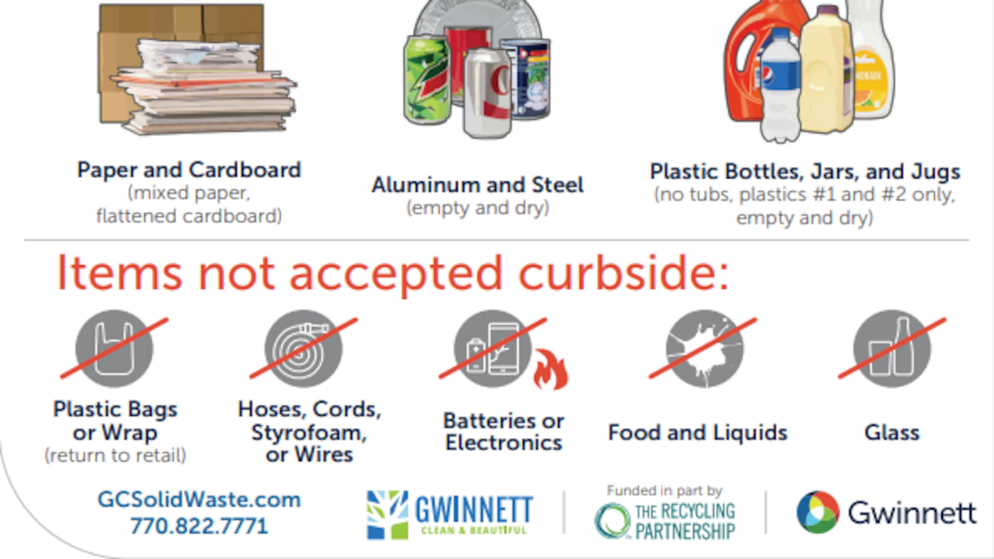 A $100,000 grant from The Recycling Partnership is making it possible for Gwinnett to deliver an estimated 8,400 new recycling carts to unincorporated households. (Courtesy Gwinnett County)