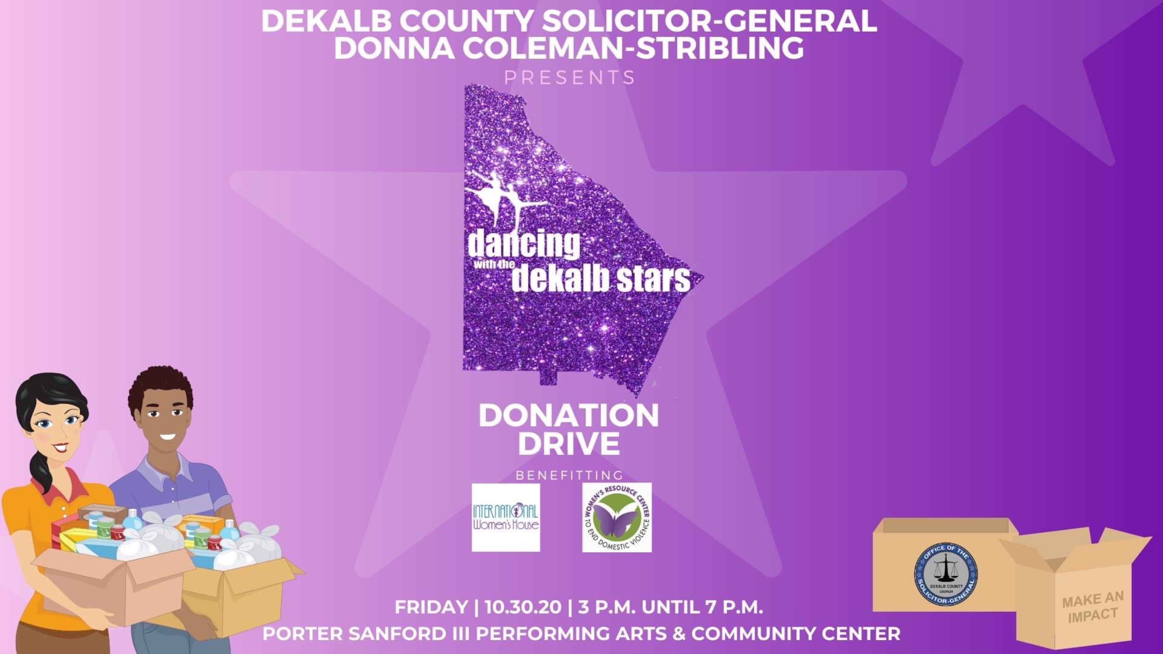 This is a promotional poster for the Dancing with the DeKalb Stars Donation Drive.