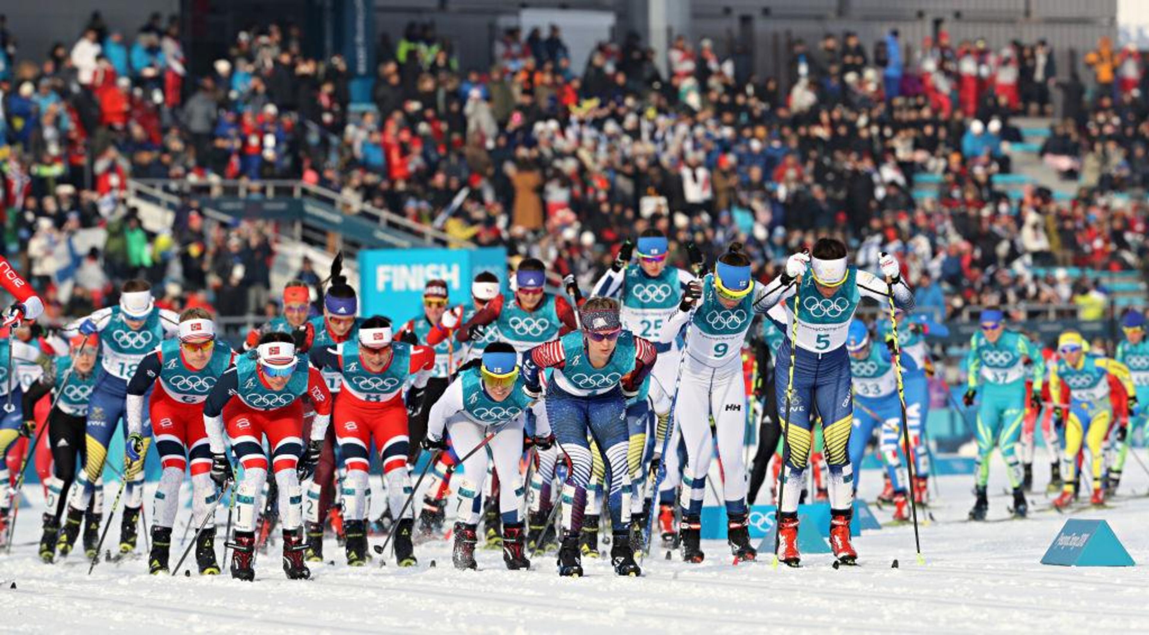 PYEONGCHANG-GUN, SOUTH KOREA - FEBRUARY 10: Start during the Cross-Country Women's Skiathlon at Alpensia Cross-Country Centre on February 10, 2018 in Pyeongchang-gun, South Korea. (Photo by Christophe Pallot/Agence Zoom/Getty Images)