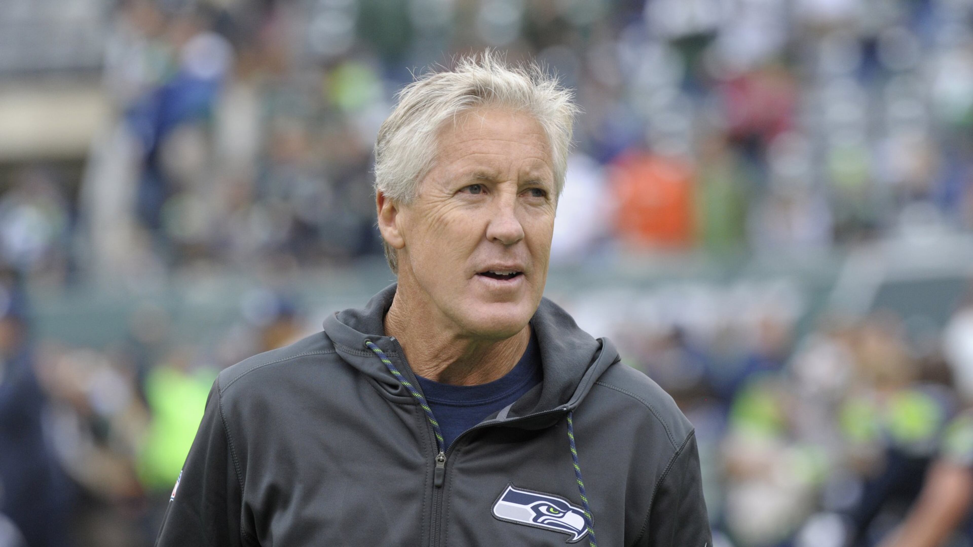 Seattle Seahawks coach Pete Carroll looks on before an NFL football game against the New York Jets Sunday, Oct. 2, 2016, in East Rutherford, N.J. (AP Photo/Bill Kostroun)