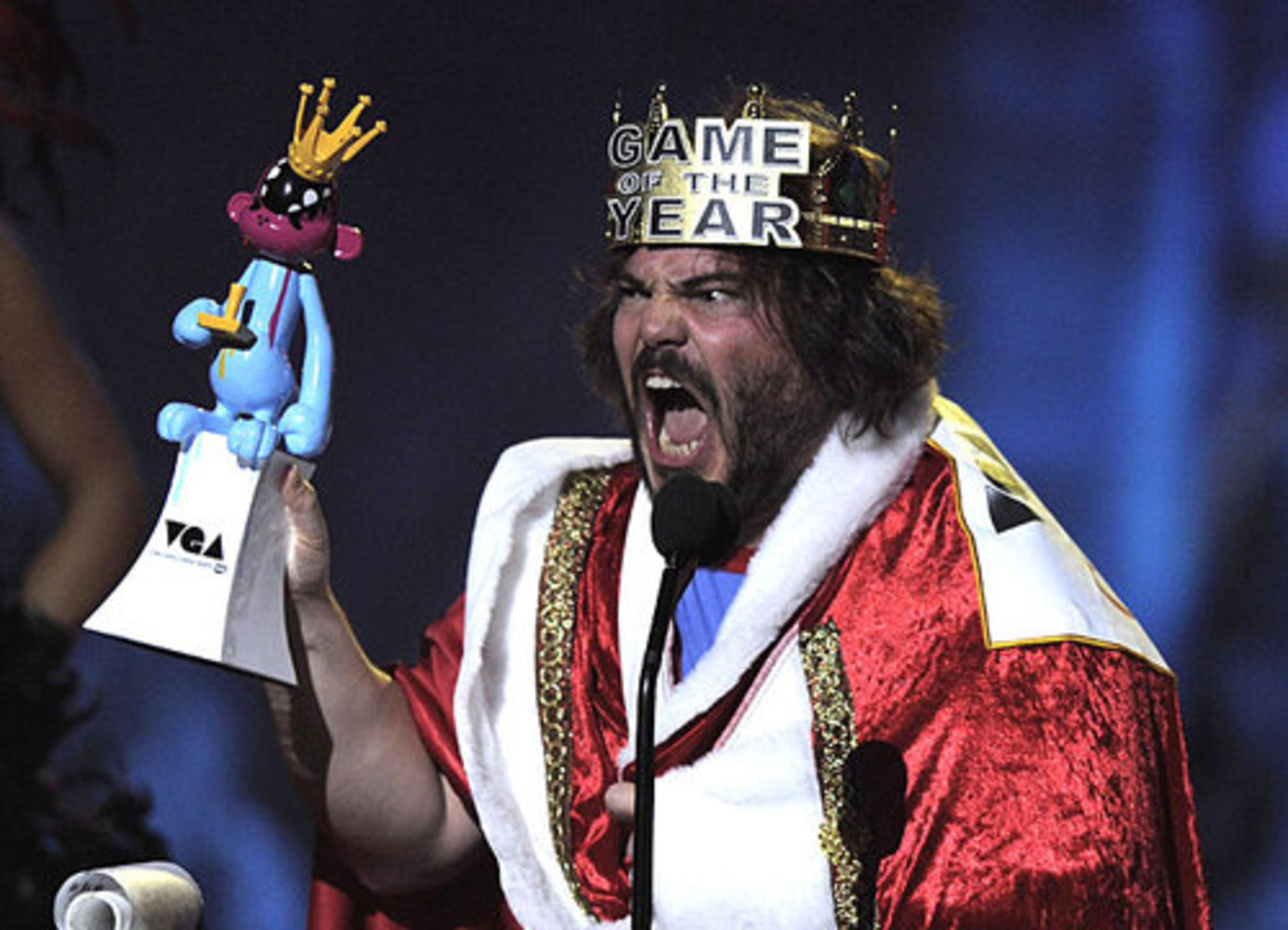 Spike TV's Video Game Awards was a party for big kids on Saturday, Dec. 12, in Los Angeles. Here, Jack Black accepts the best voice award for his work in "Brutal Legend."