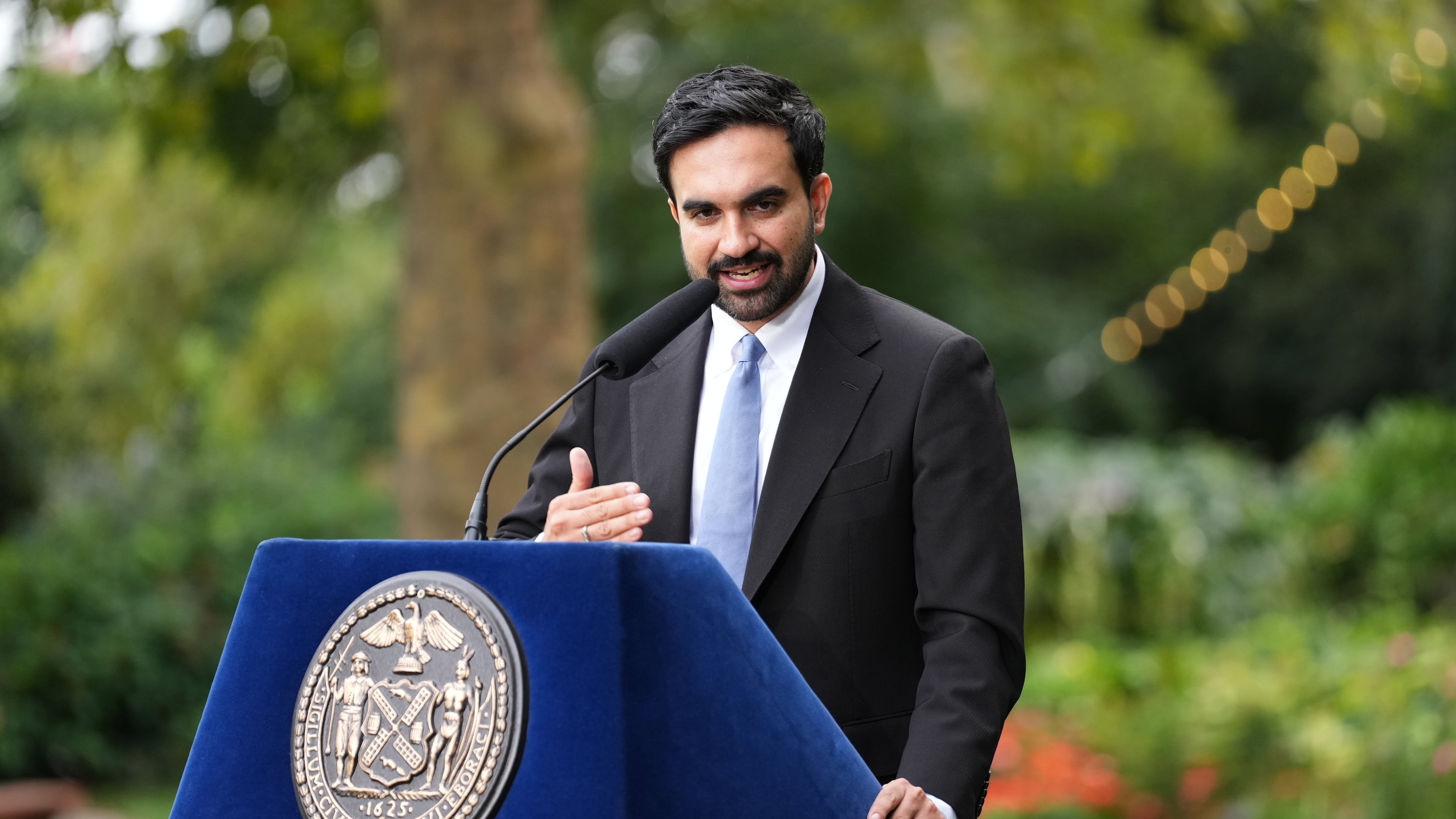 New York City Mayor Zohran Mamdani speaks to media after his meeting with President Donald Trump, Monday, Sept. 21, 2026, in New York. (AP Photo/Adam Gray)