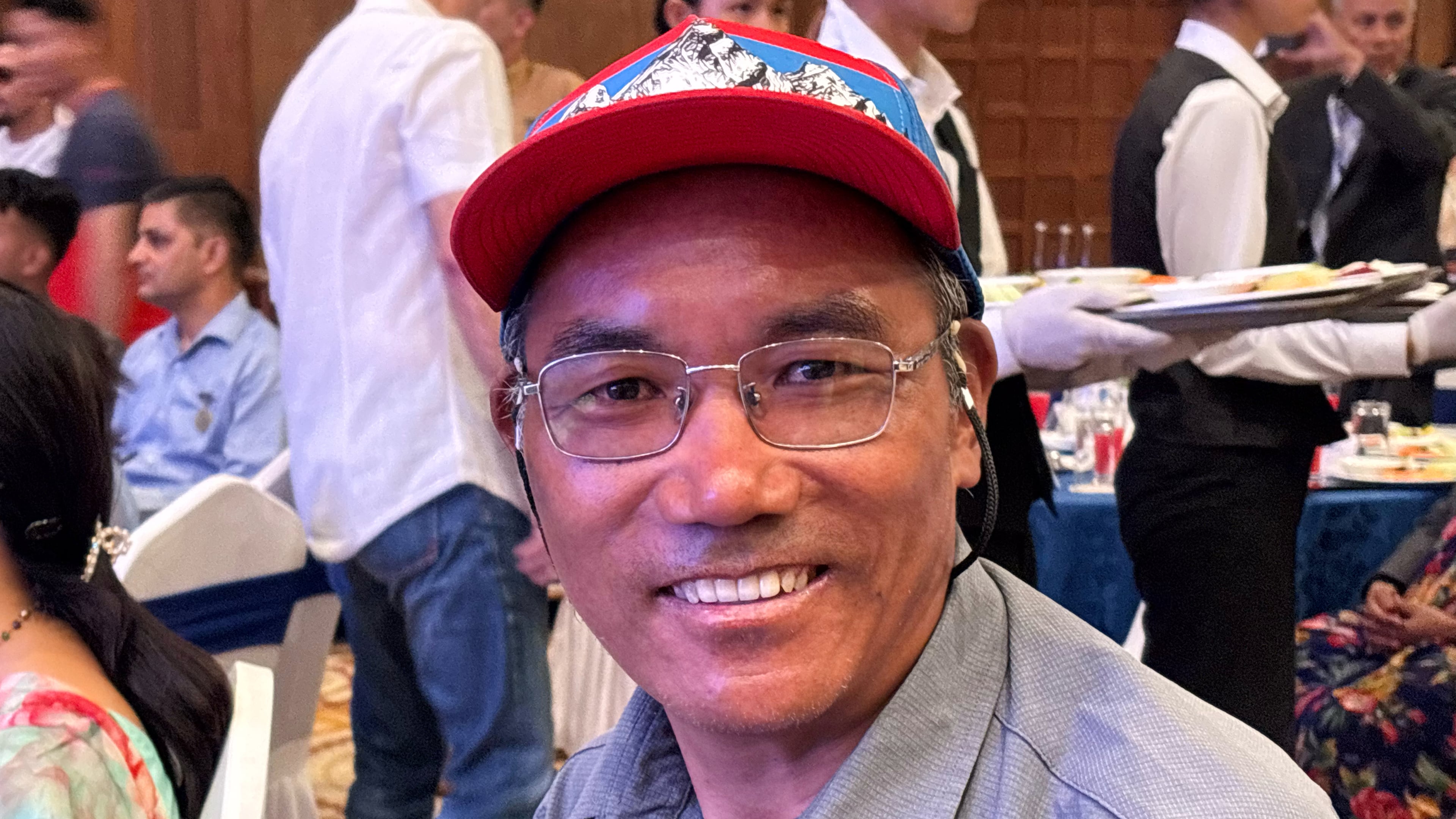 Kami Rita Sherpa, a renowned Mount Everest guide, attends the 'Everest Summiteers Summit' in Kathmandu, Nepal, Wednesday, May 27, 2026. (AP Photo/Upendra Man Singh)