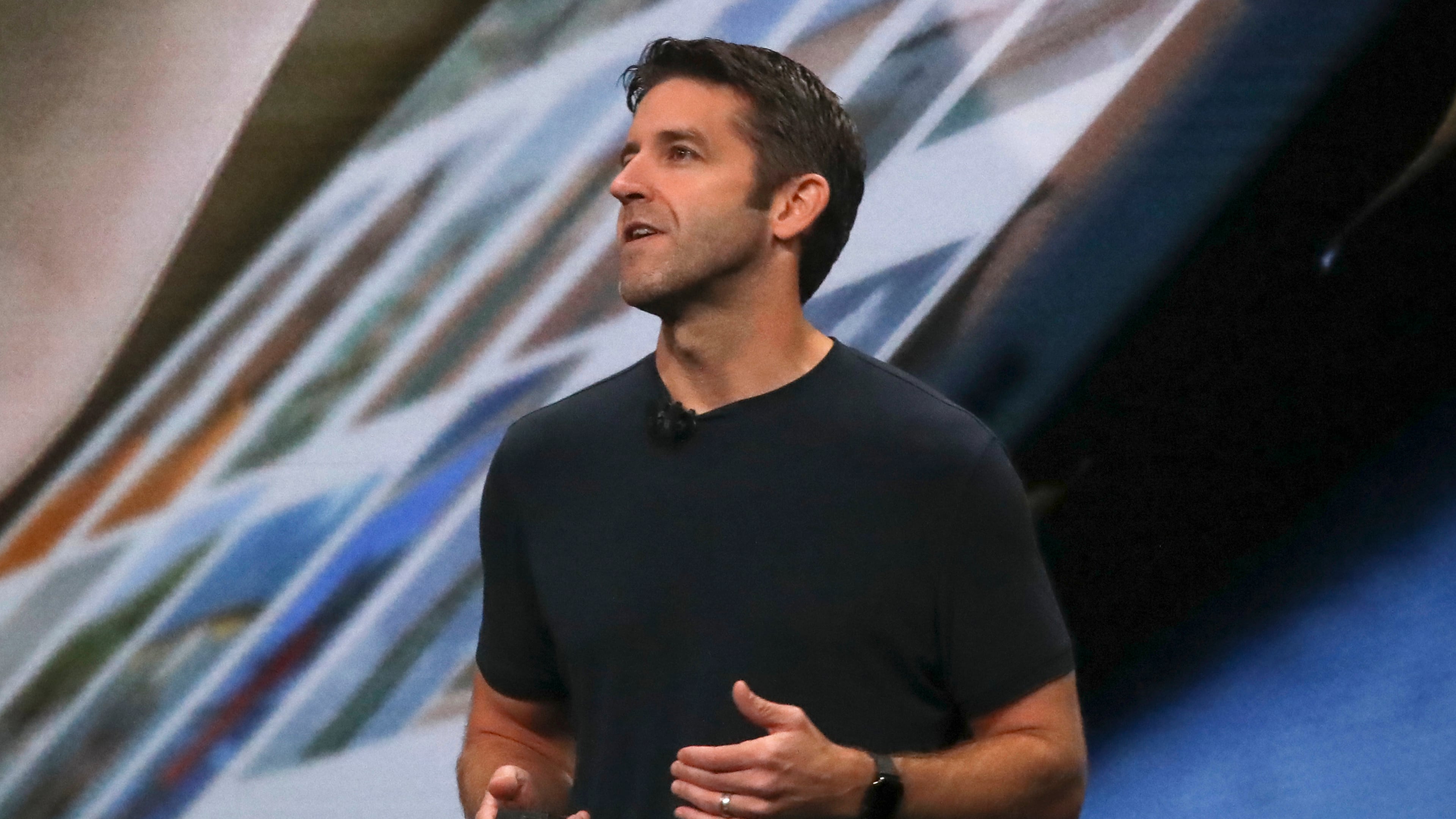 FILE - John Ternus, Apple's V.P. of Hardware Engineering, discusses the latest development for the iPad Pro during an event to announce new products Oct. 30, 2018, in the Brooklyn borough of New York. (AP Photo/Bebeto Matthews, File)