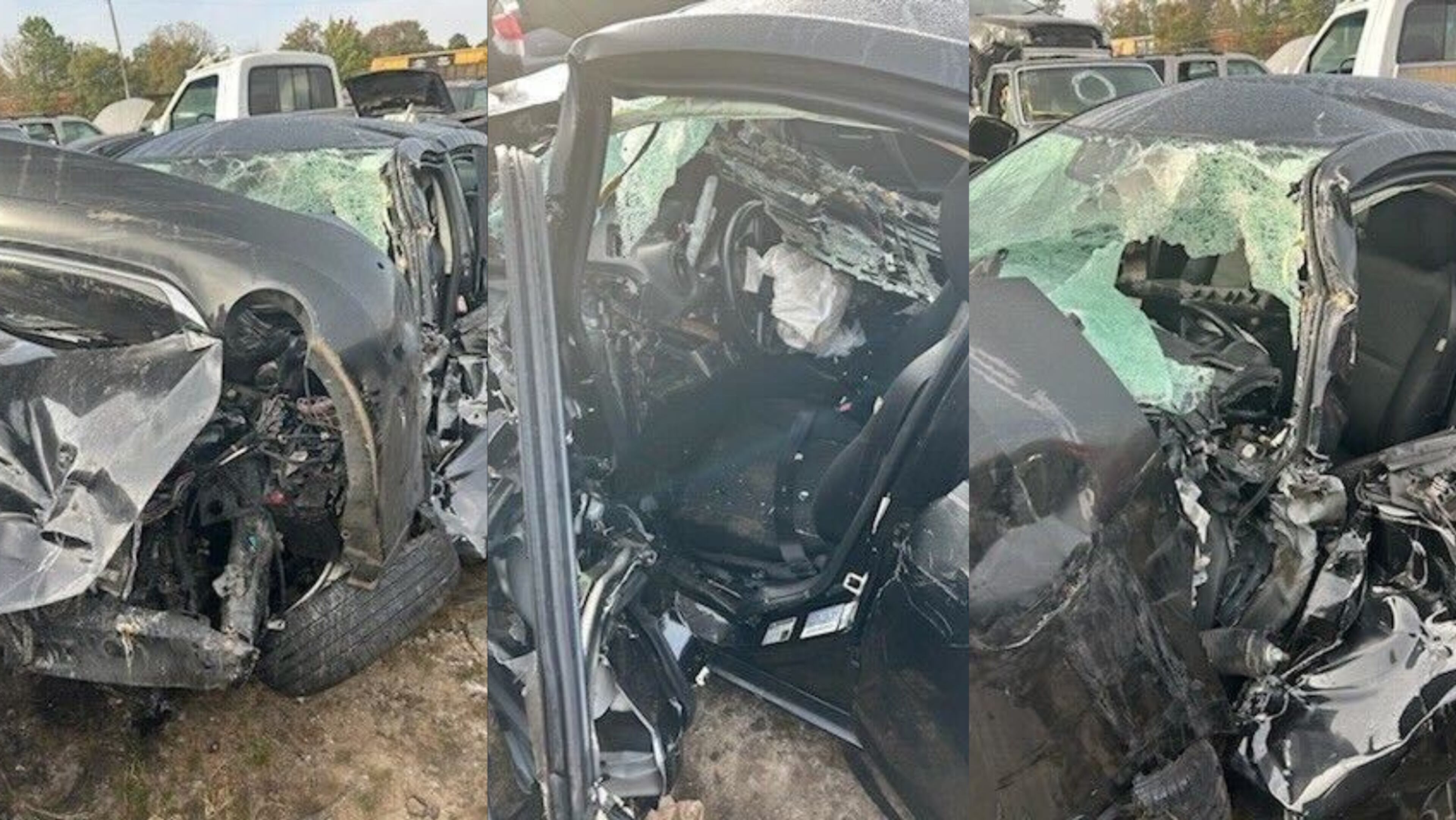The damage to De’Avion Frezell's Mazda 3 was extensive. (Courtesy)