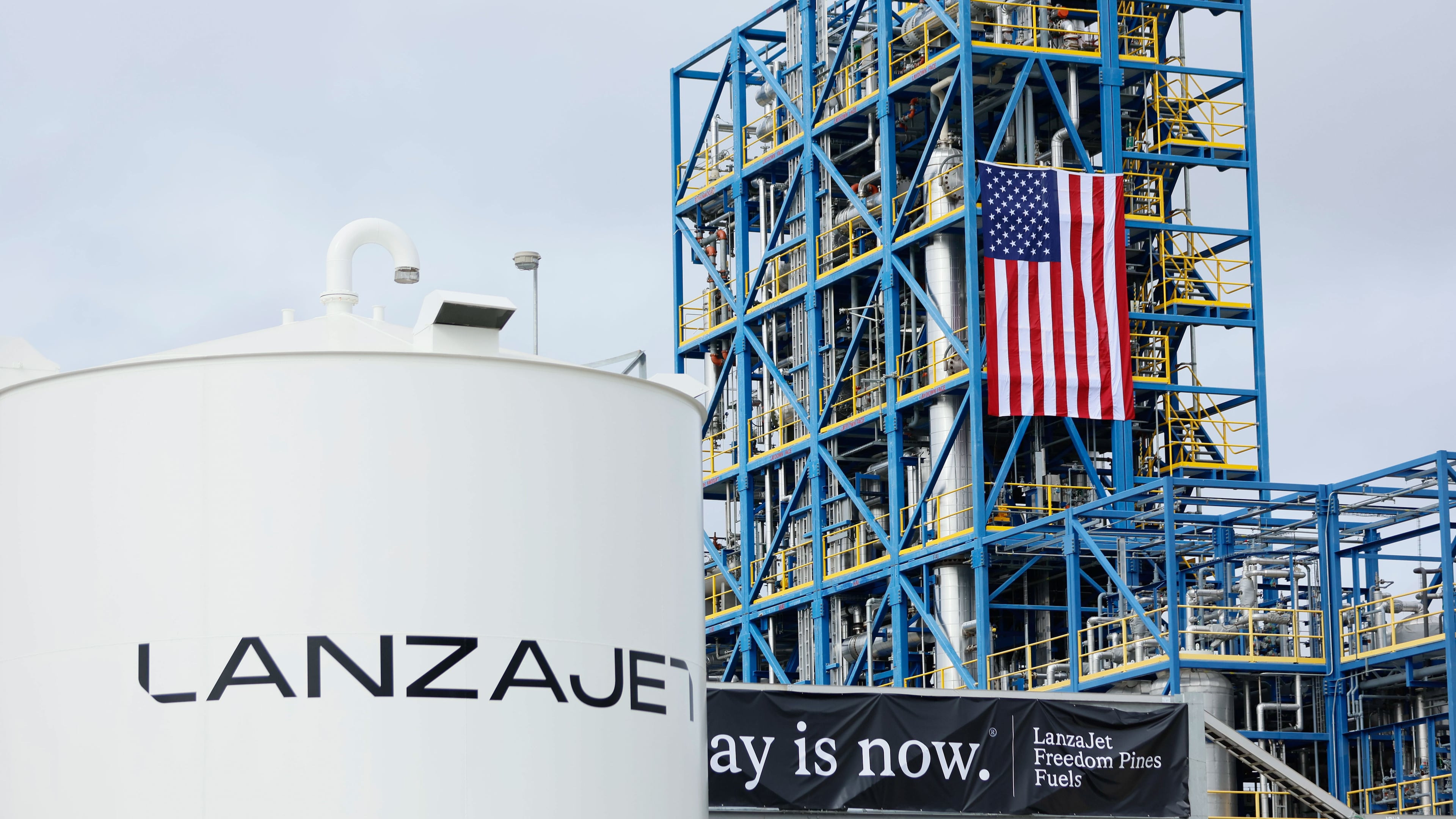 Part of the LanzaJet sustainable aviation fuel plant is seen during the grand opening on Wednesday, January 24, 2024, in Soperton, Ga.
(Miguel Martinez/AJC)
