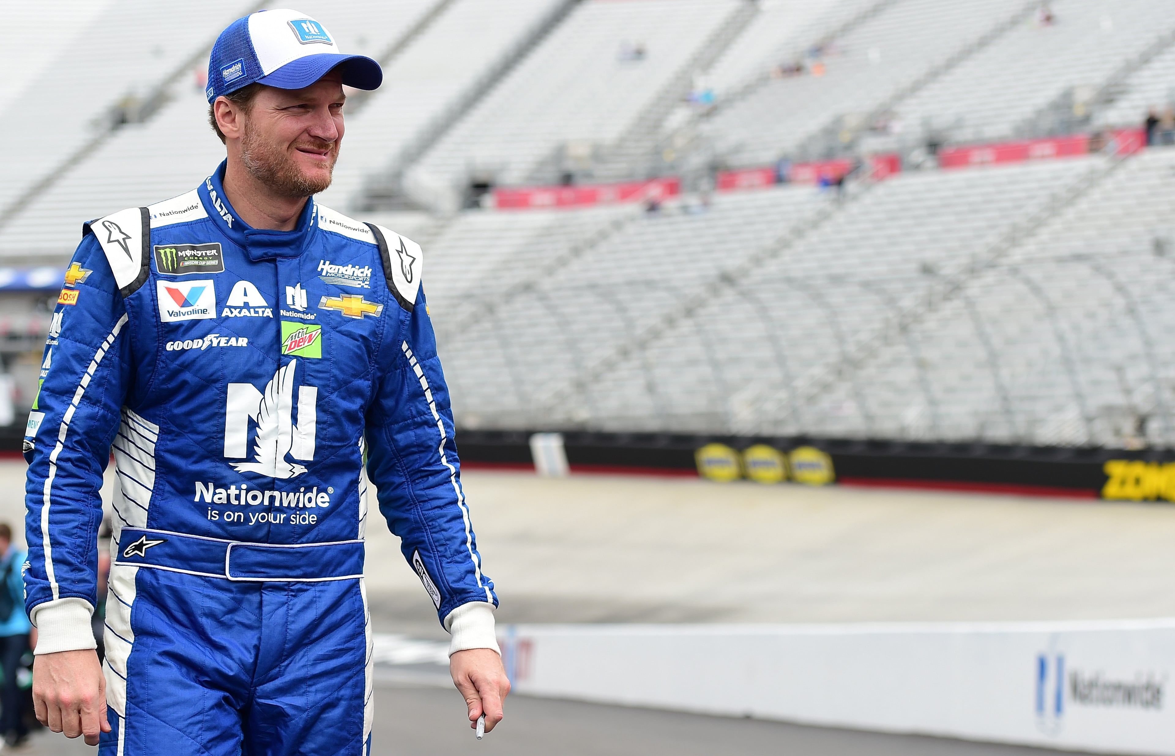 BRISTOL, TN - APRIL 22: Dale Earnhardt Jr., driver of the #88 Nationwide Chevrolet, walks through the garage area during practice for the Monster Energy NASCAR Cup Series Food City 500 at Bristol Motor Speedway on April 22, 2017 in Bristol, Tennessee. (Photo by Jared C. Tilton/Getty Images)