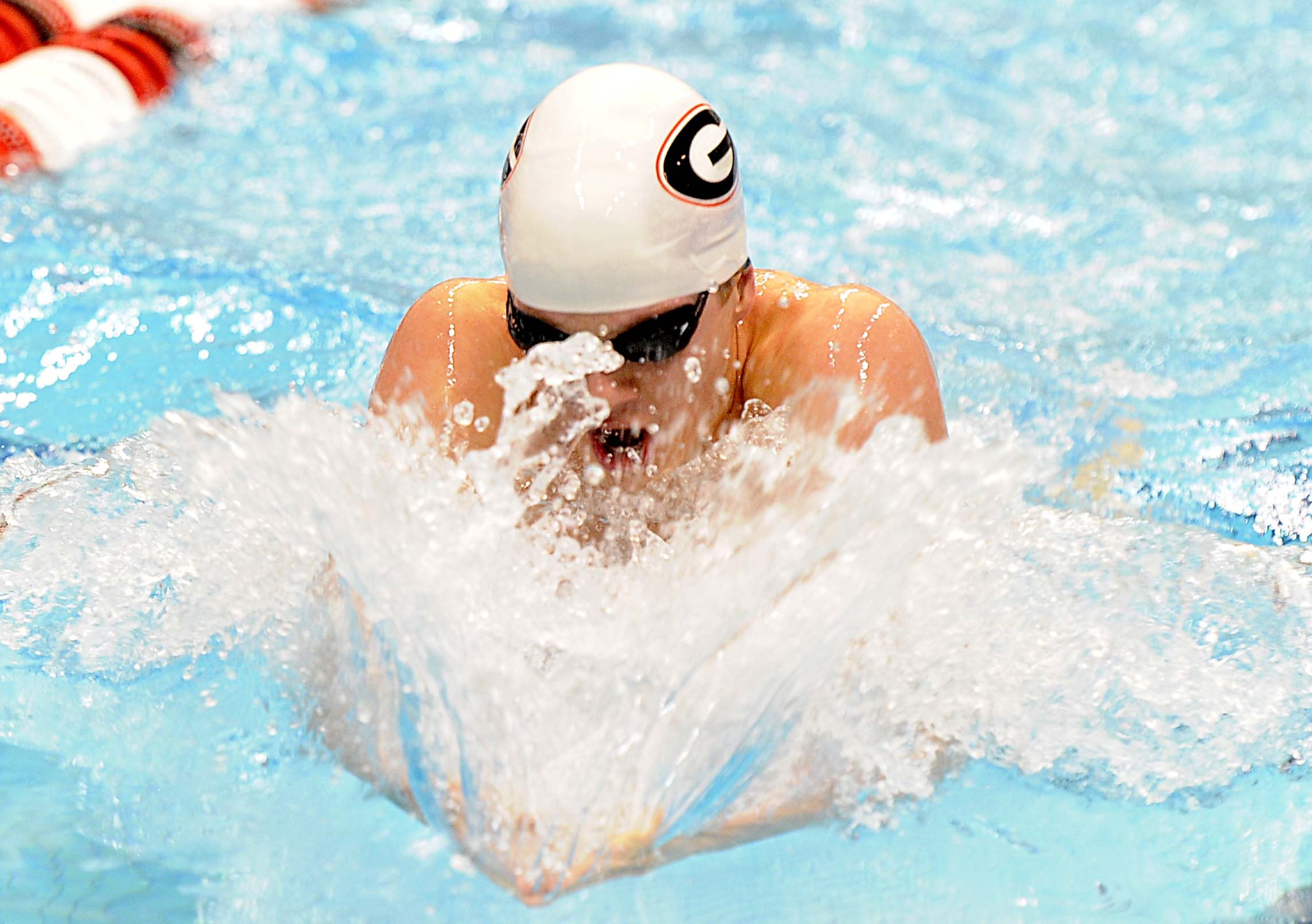 Nic Fink in the breast stroke during day five of the SEC Swimming and Diving Championships prelims held at the Gabrielsen Natatorium on Friday, Feb. 22, 2014 in Athens, Ga.
