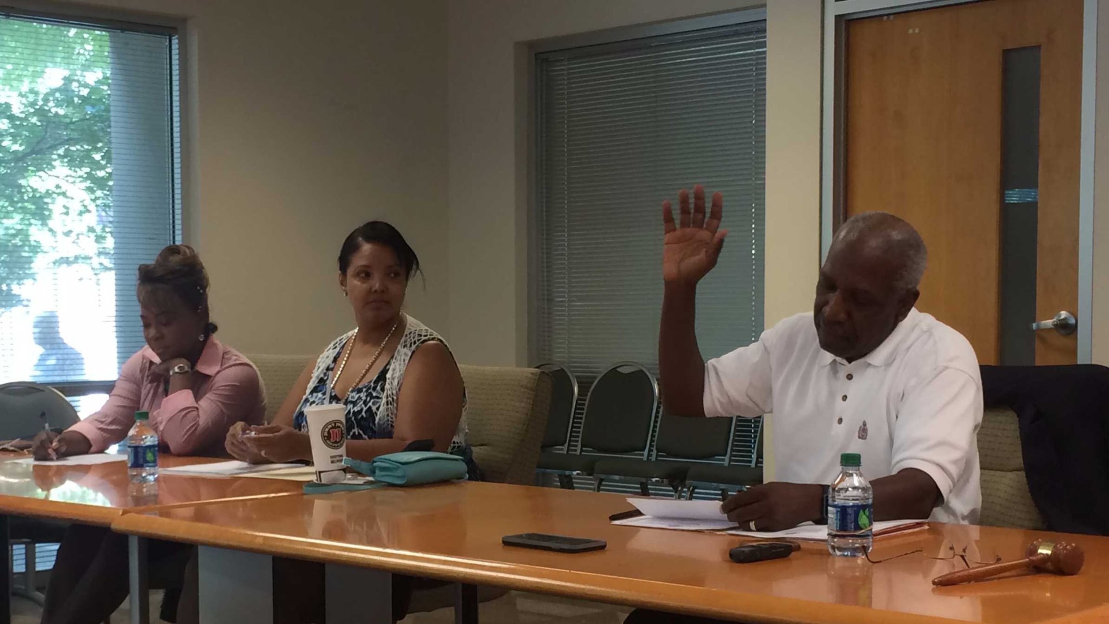 The DeKalb County Audit Oversight Committee voted 4-0 on Aug. 5 to submit the names of the two finalists to the DeKalb Commission. From left: Harmel Codi, Monica Miles and Harold Smith. Gena Major voted by phone. MARK NIESSE / MARK.NIESSE@AJC.COM