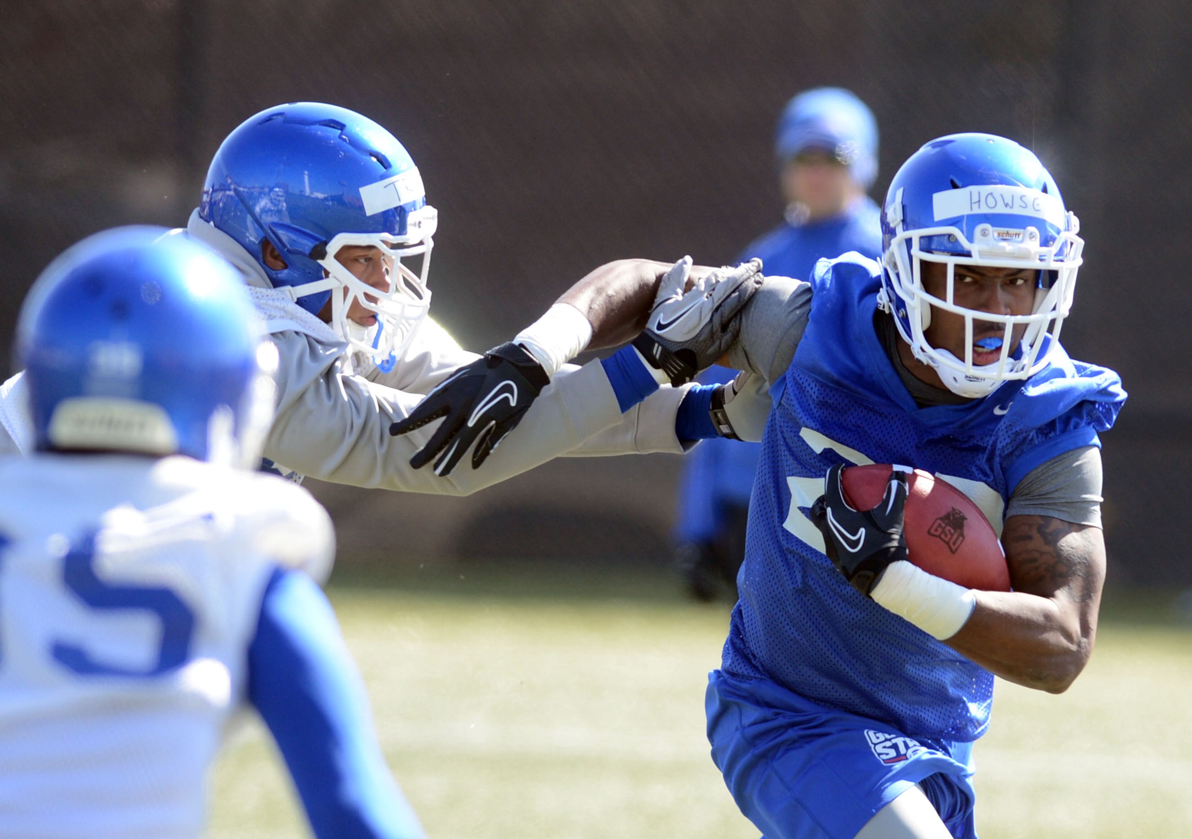 Georgia State opened its first spring practice under new head coach Trent Miles at the GSU Practice Complex in downtown Atlanta Wednesday, March 27, 2013.