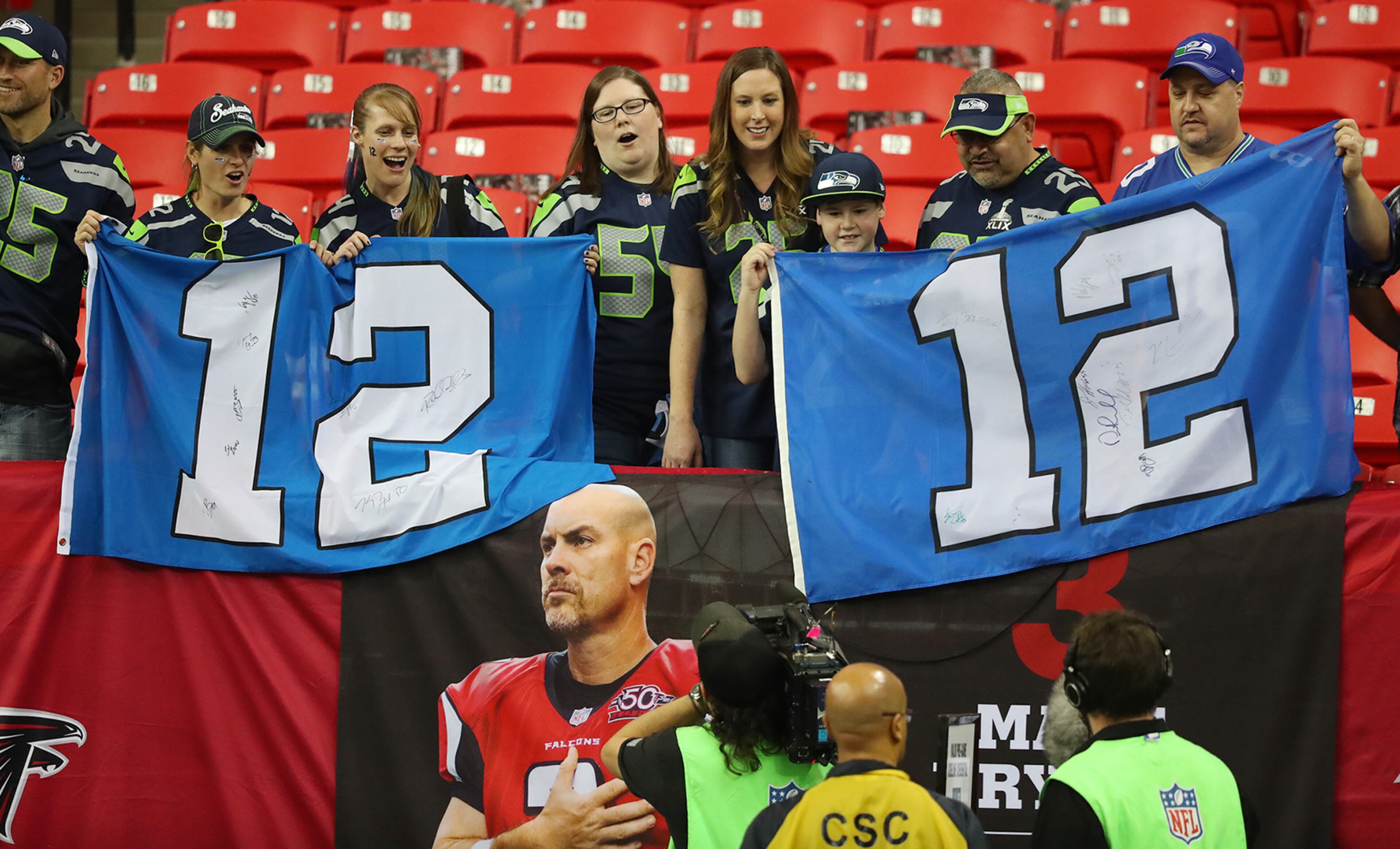 January 14, 2017, Atlanta: Seattle Seahawks fans are early arrivals for the NFL divisional playoff game against the Falcons on Saturday, Jan. 14, 2017, in Atlanta. Curtis Compton/ccompton@ajc.com