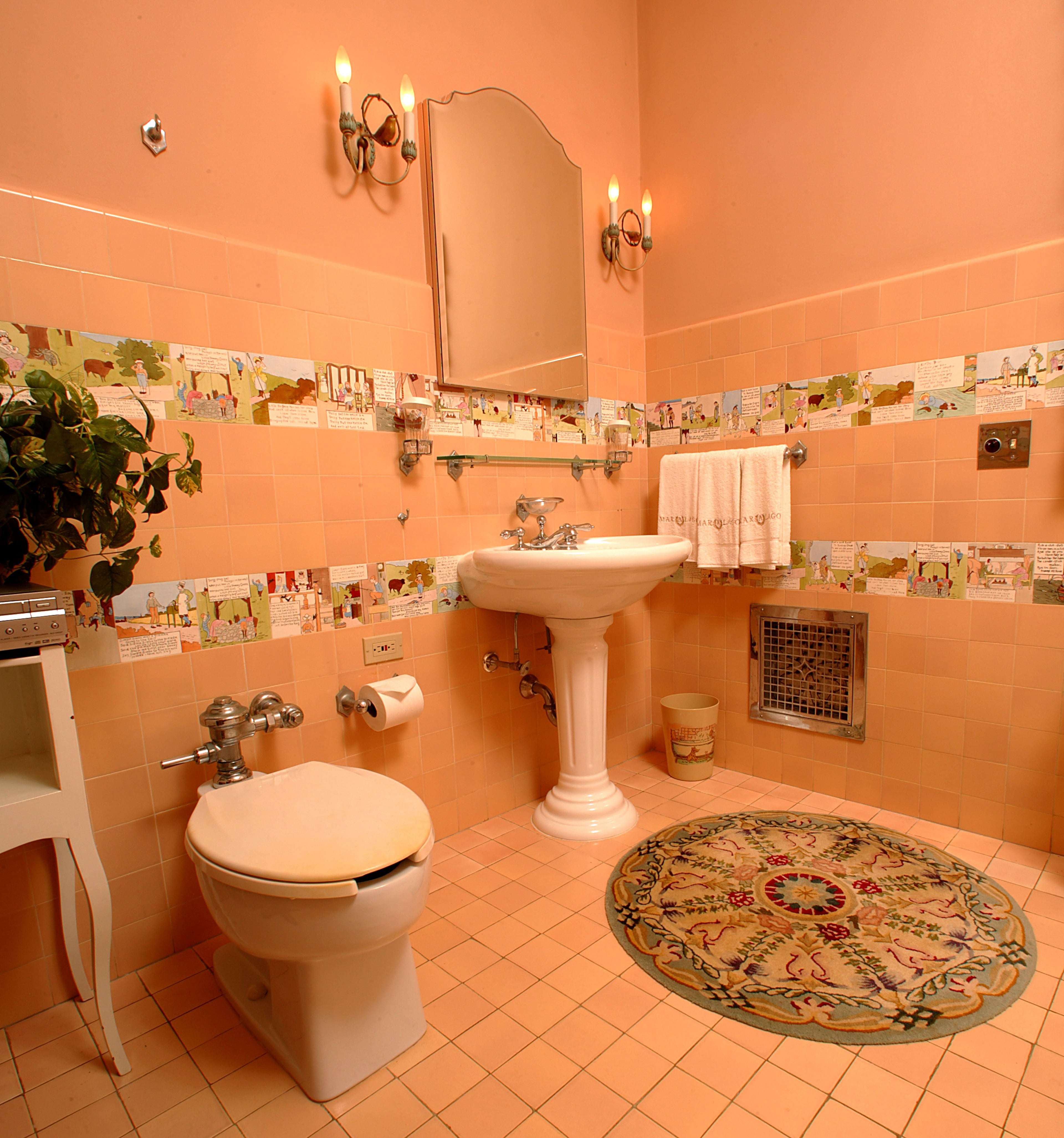 Bathroom of nursery. Photos of the interior and exterior of Donald Trump's Palm Beach Island home "Mar-A-Lago." This is the first time The Palm Beach Post has been given photo access to Mar-A-Lago since Trump took over. Damon Higgins/The Palm Beach Post