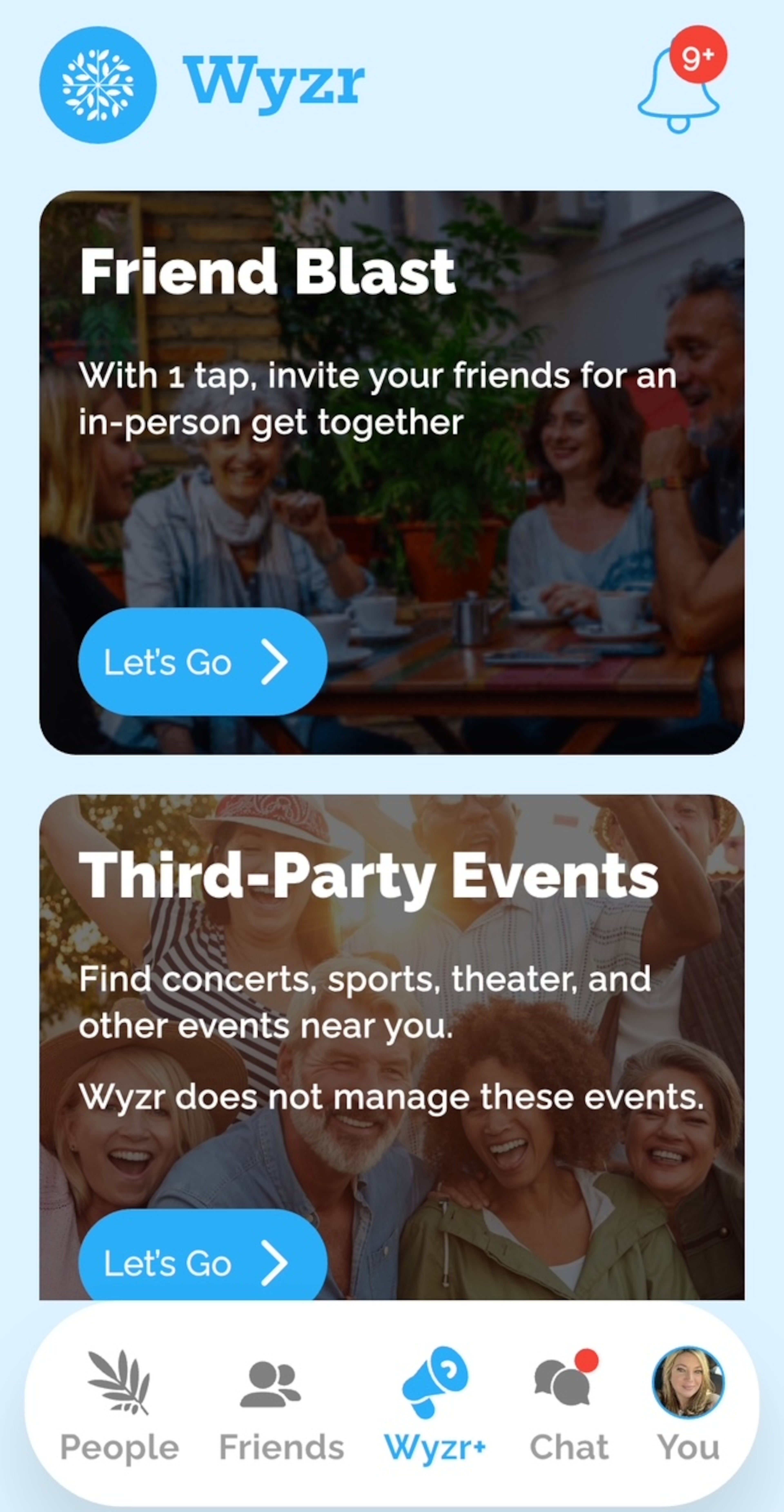 WYZR is an app created to help adults over the age of 40 make friends. It has features for making friends, setting up car pools and hosting local events. To date, it has helped facilitate 300,000 friendship connections nationwide, with a major market sector in Atlanta. (Courtesy of WYZR)