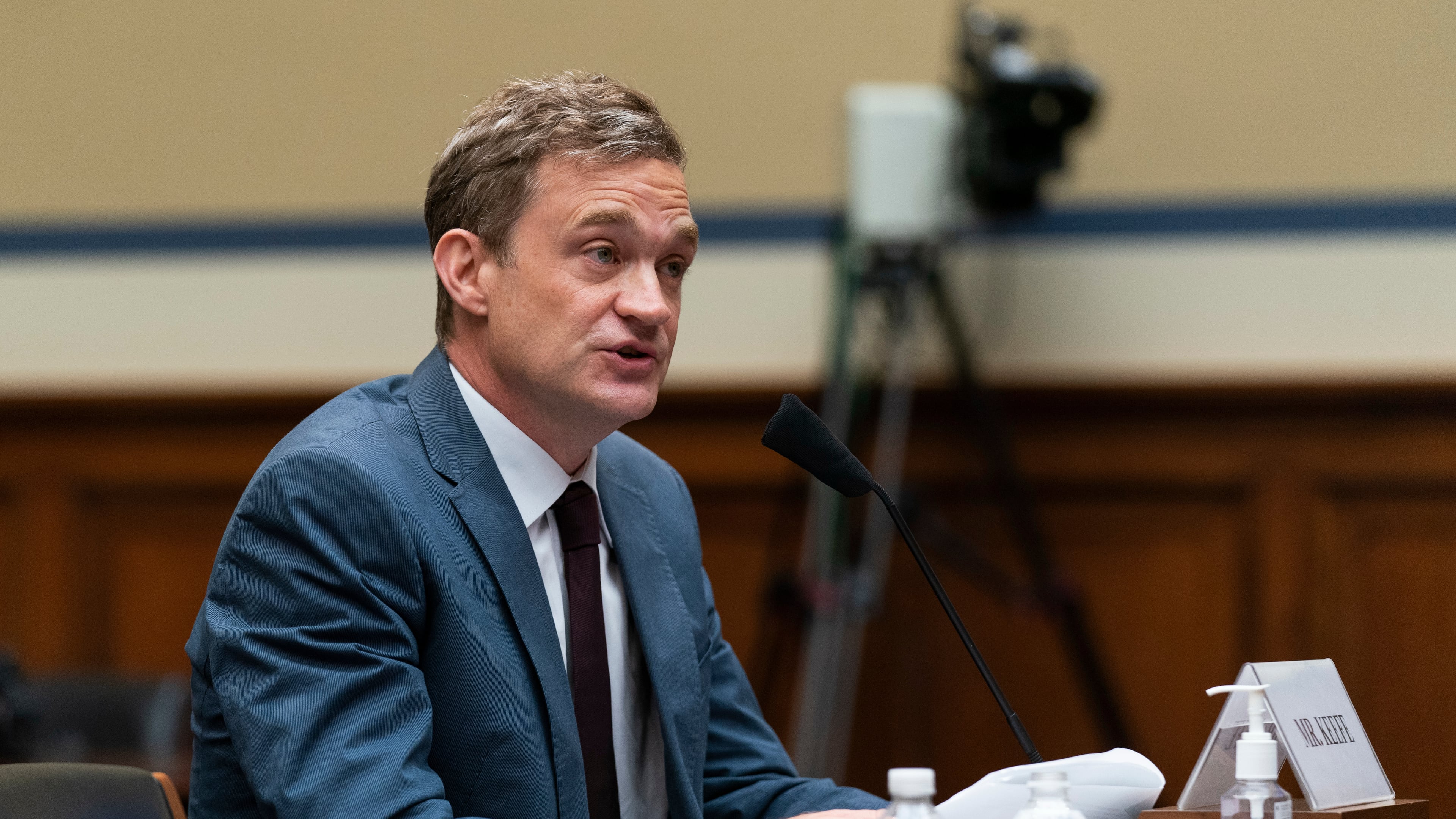 FILE - Author Patrick Radden Keefe testifies before a House Oversight Committee hearing on legislation inspired by the bankruptcy case of Purdue Pharma and the members of the wealthy Sackler family that own it, on Capitol Hill, on June 8, 2021, in Washington. (AP Photo/Manuel Balce Ceneta, File)