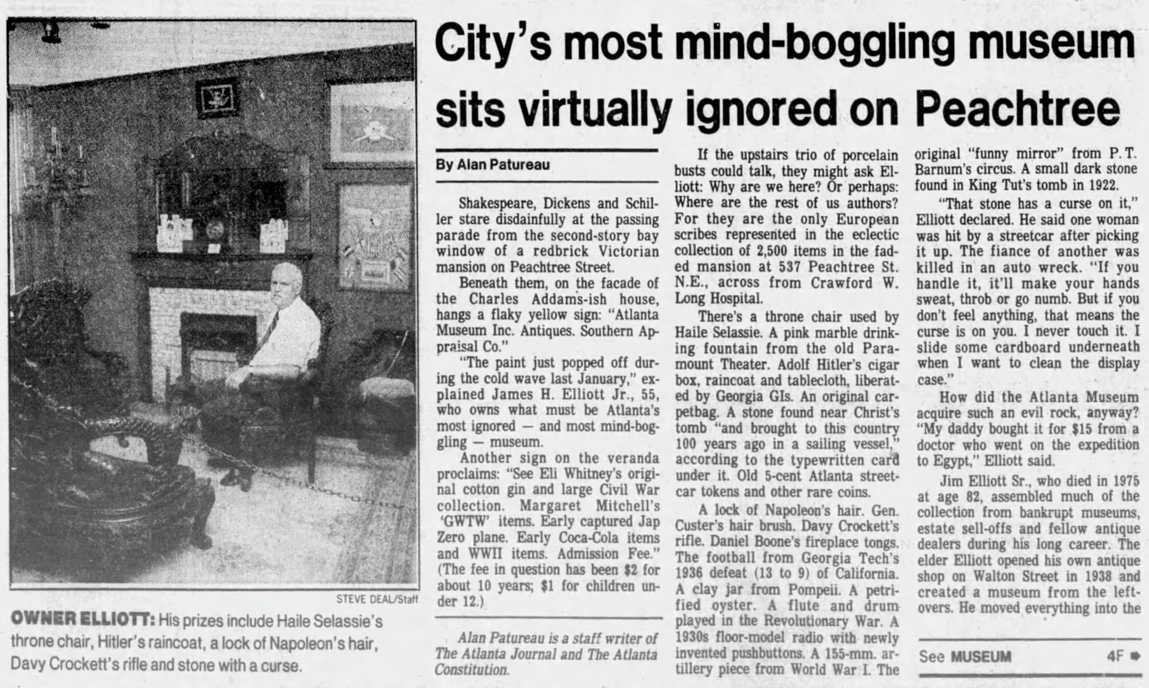 A 1985 article about the Atlanta Museum once housed in the Rufus M. Rose House. (AJC file)