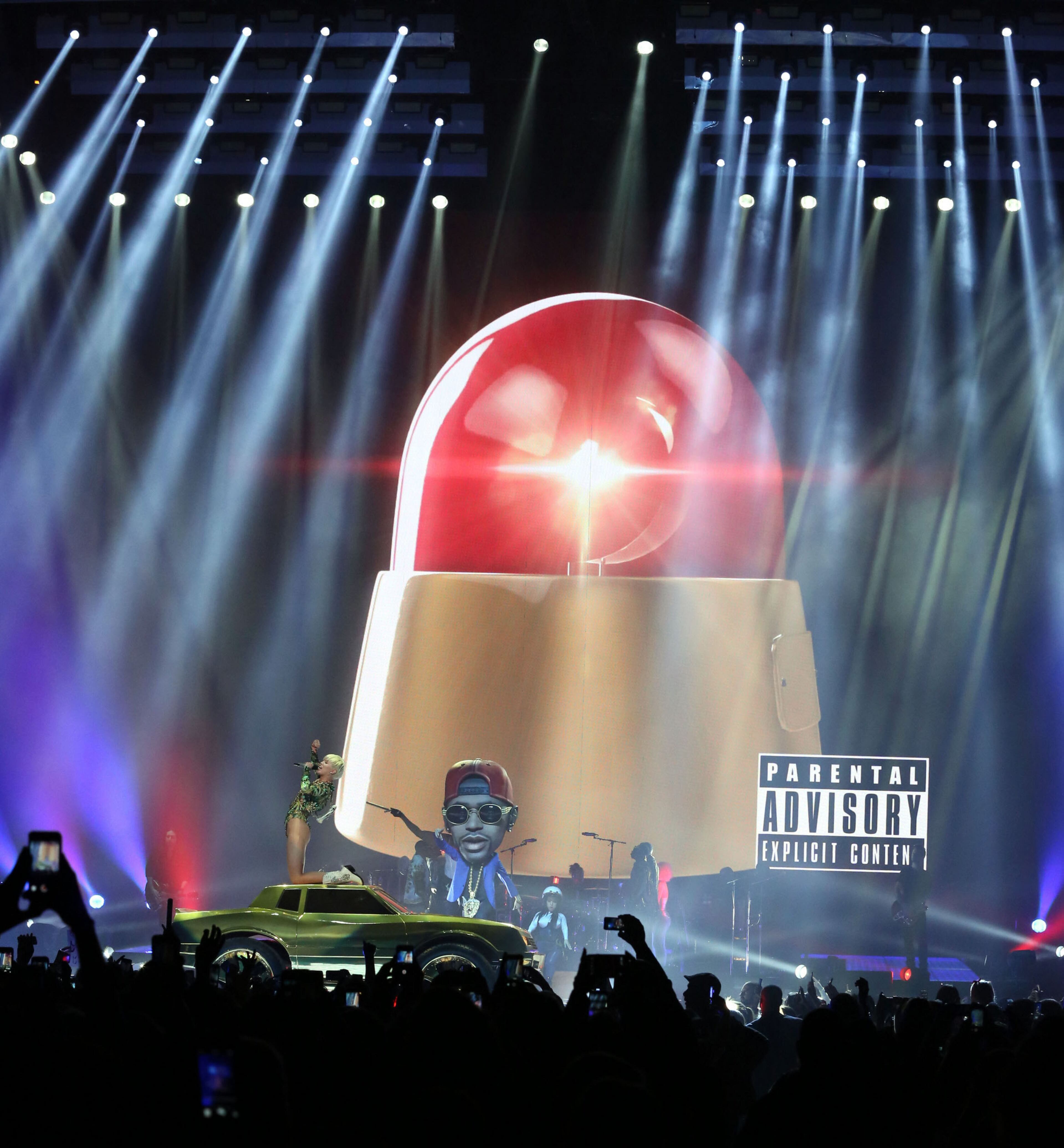 Miley Cyrus played to a sold-out crowd during a March 25, 2014 performance at Philips Arena in Atlanta, part of her Bangerz tour.