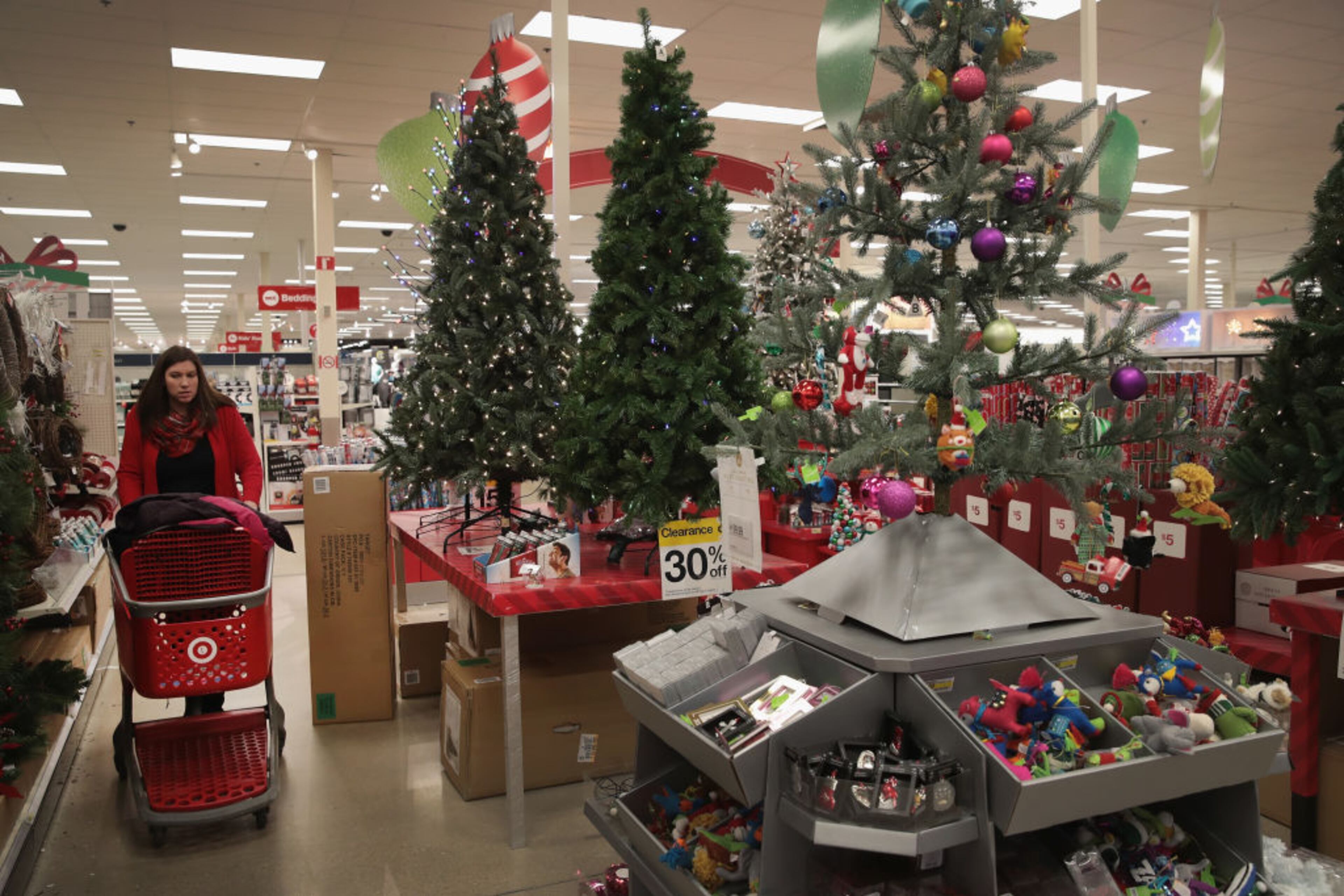 CHICAGO, IL - DECEMBER 13: Christmas items are offered for sale at a Target store on December 13, 2017 in Chicago, Illinois. Target announced today it will acquire Shipt, a same-day delivery company, for $550 million. The retailer said the purchase will allow customers to receive same-day delivery of merchandise from about half of all Target stores beginning in early 2018 and the majority of the companys stores by the end of 2018. (Photo by Scott Olson/Getty Images)