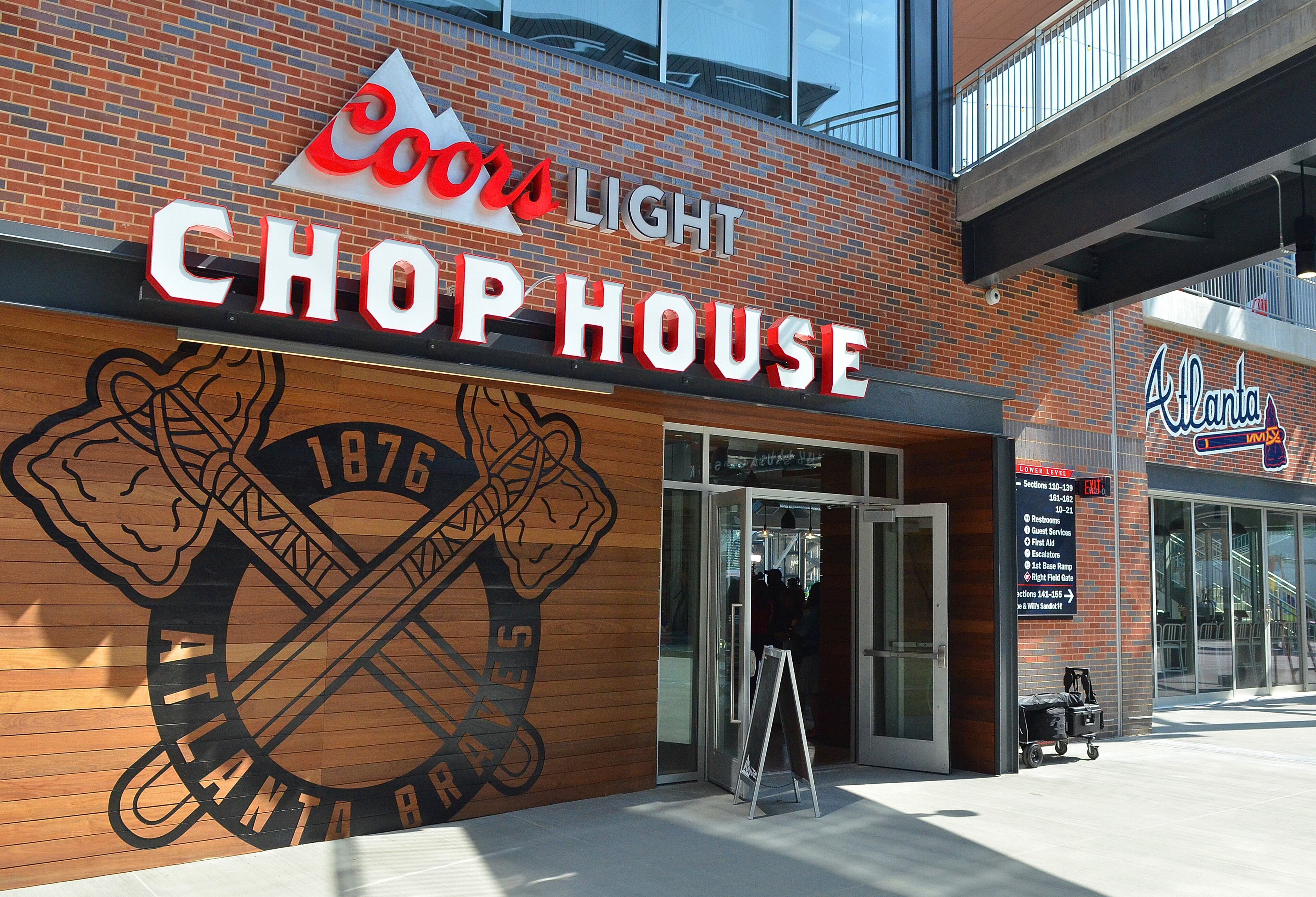 170323 Atlanta, Ga (Suntrust Park): Exterior of the Chop House restaurant at Suntrust Park. The Atlanta Braves and Delaware North Sportservice, the hospitality and food service provider for the Atlanta Braves, host a tasting tour of the soon to be opened Suntrust Park to reveal the food and beverage options available for the 2017 season. All photos taken Thursday March 23, 2017 at Suntrust Park 755 Battery Avenue, Smyrna, Ga 30339. (Chris Hunt/Special) for story slugged 041417Bravesdishes