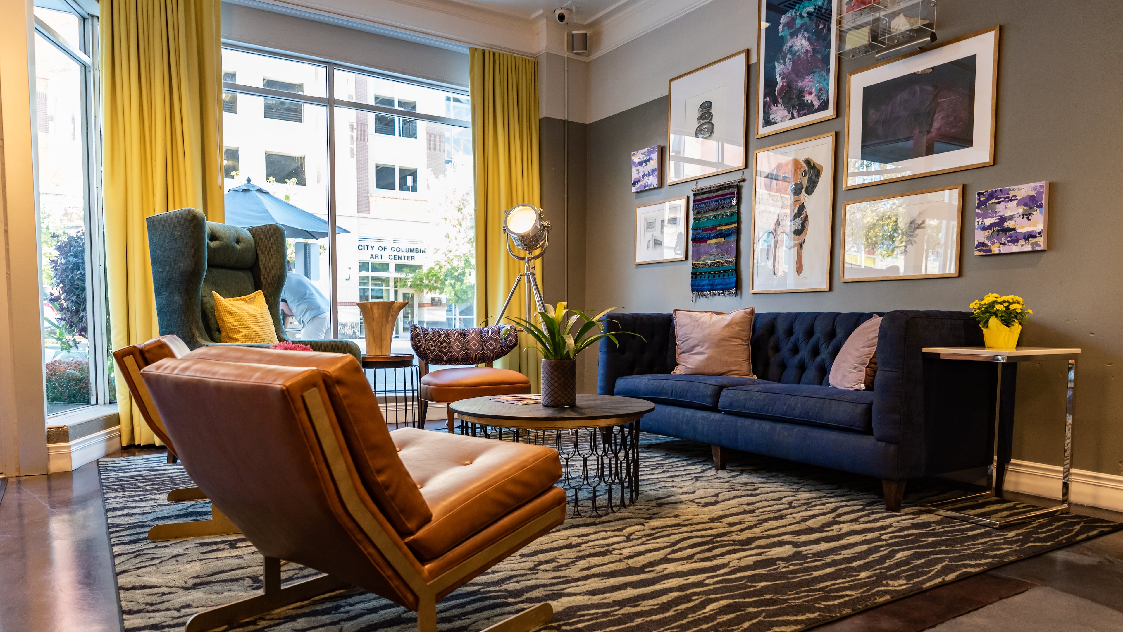 The lobby insides Hotel Trundle in Columbia, South Carolina