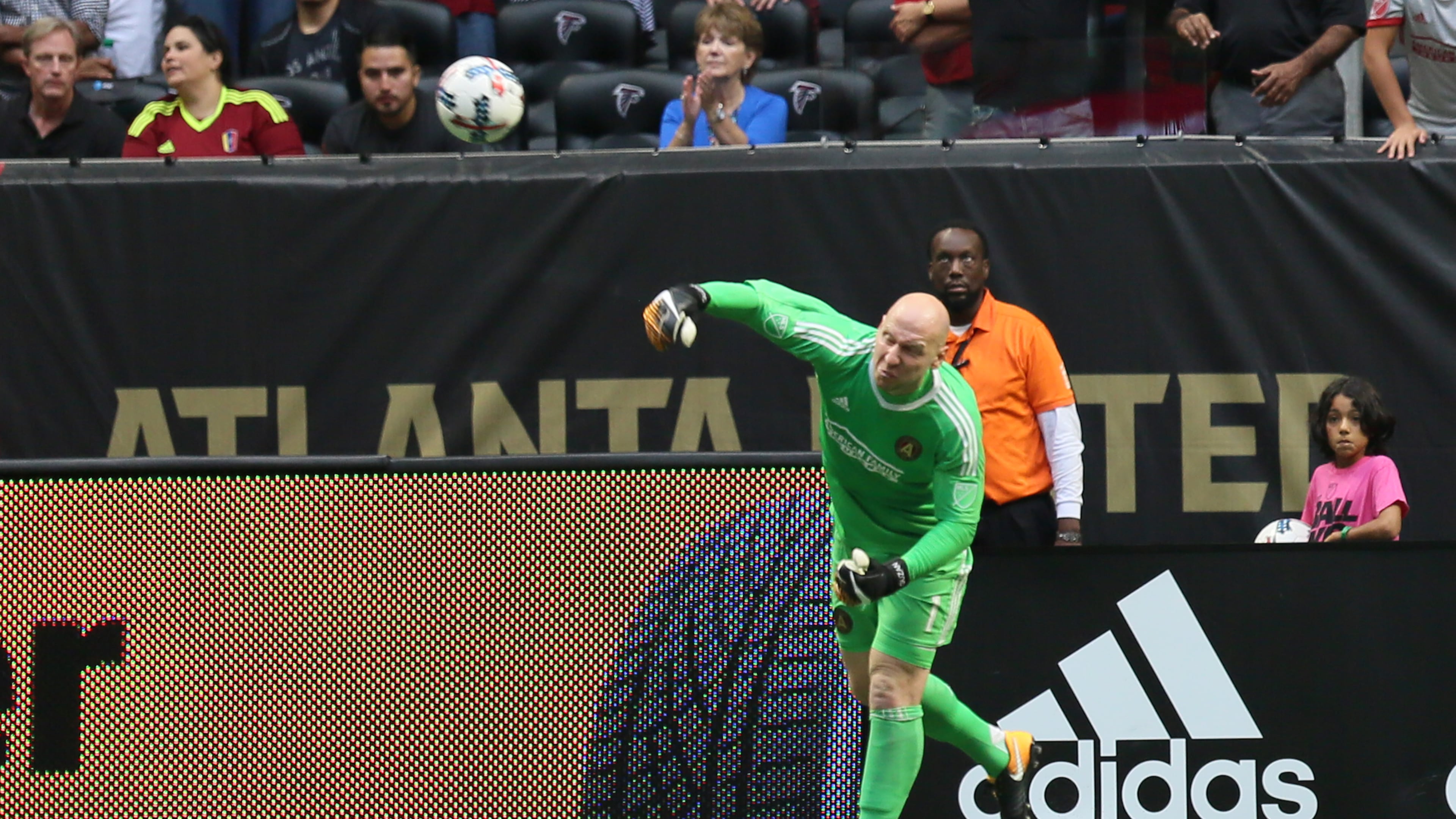 October 22, 2017. Atlanta United goelkeeper tosses the ball during the second half at the Mercedes-Benz stadium ware the Atlanta United tied the game 2 to 2 with Toronto FC leaves the team in the fourth place of the Eastern Conference.