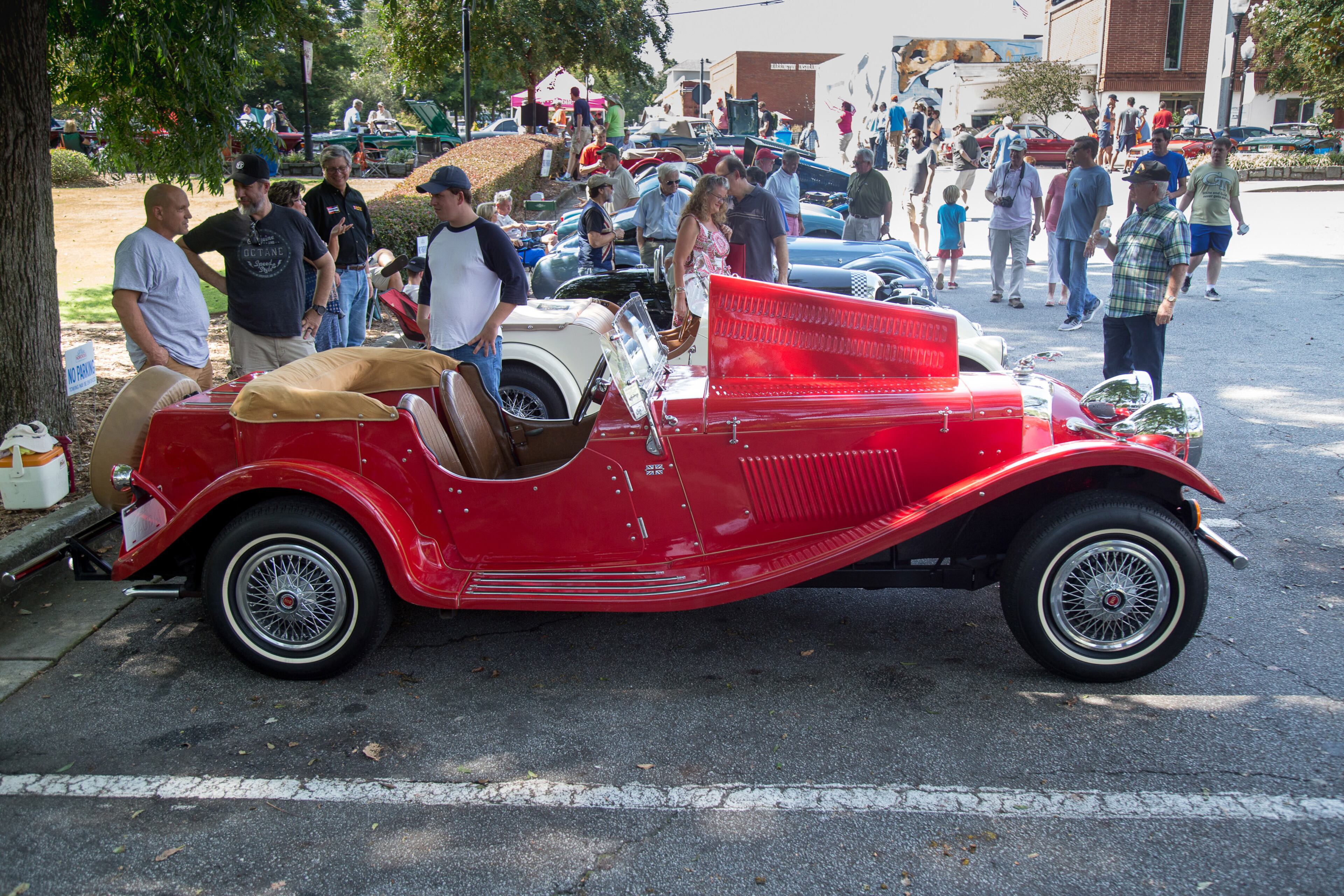 A 1937 Jaguar SS100 was one of the more than 400 cars and motorcycles on display at the Atlanta British Car Fayre in downtown Norcross on Saturday, Sept. 8 2018. (Photo: STEVE SCHAEFER / SPECIAL TO THE AJC)