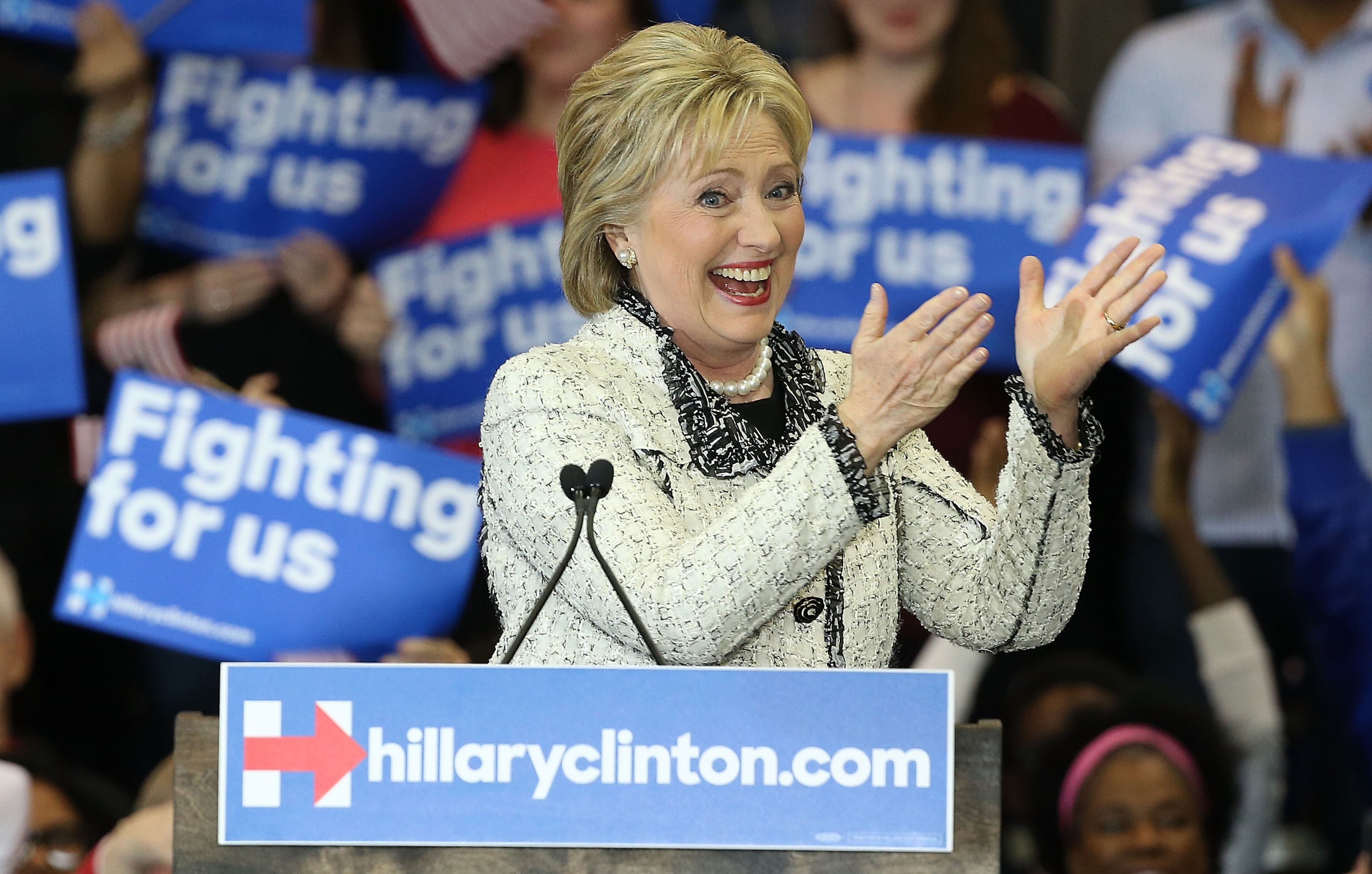 COLUMBIA, SC - FEBRUARY 27: Democratic presidential candidate, former Secretary of State Hillary Clinton greets supporters at an event on February 27, 2016 in Columbia, South Carolina. Clinton defeated rival Democratic presidential candidate Sen. Bernie Sanders (D-VT) in the Democratic South Carolina primary. (Photo by Win McNamee/Getty Images)
