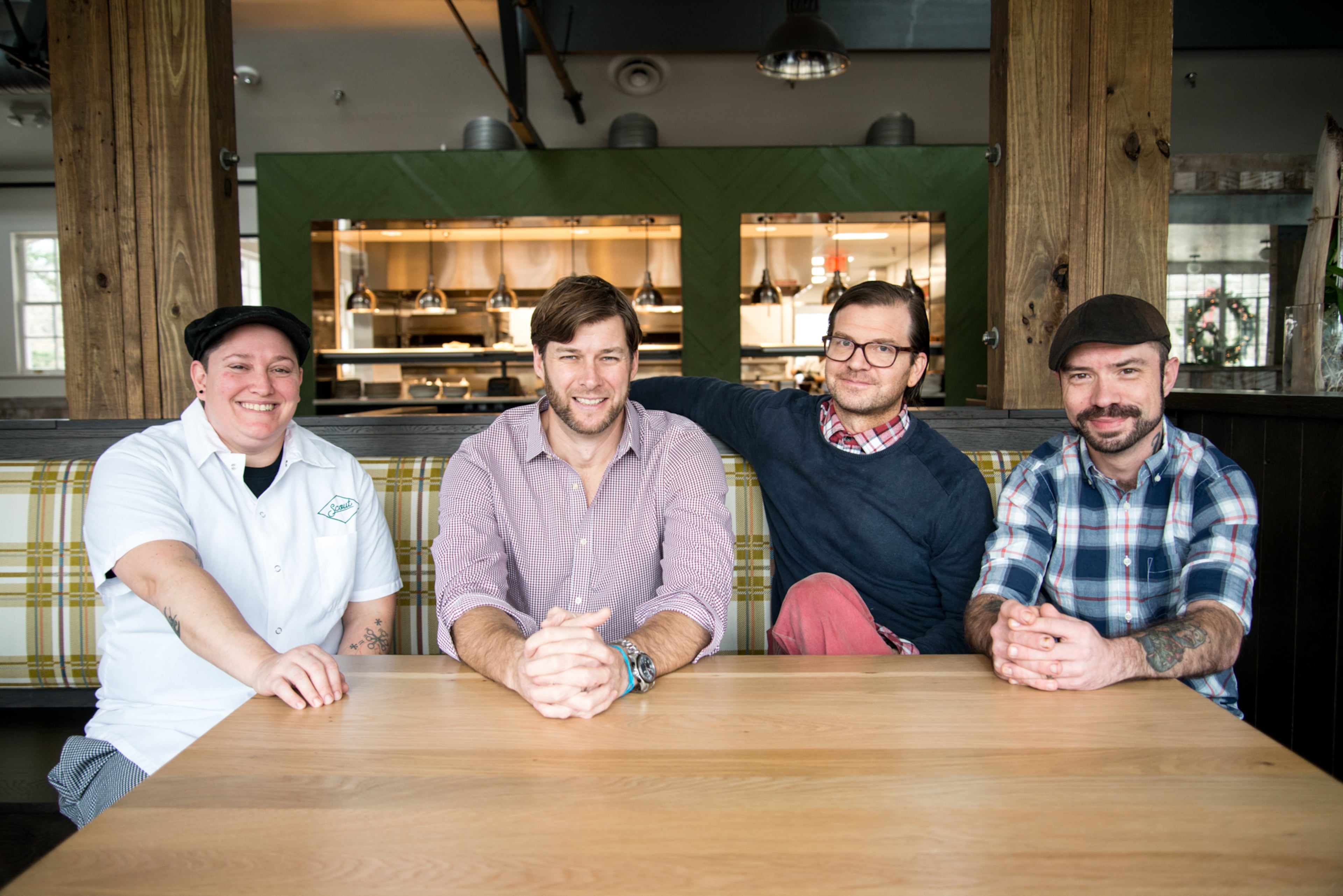 (From left to right) Scout Chef De Cuisine Jacqueline Hubschman, Owner Chris Martha, Executive Chef Michael Semancik, and Beverage Director Nate Shuman. / Photo credit- Mia Yakel.