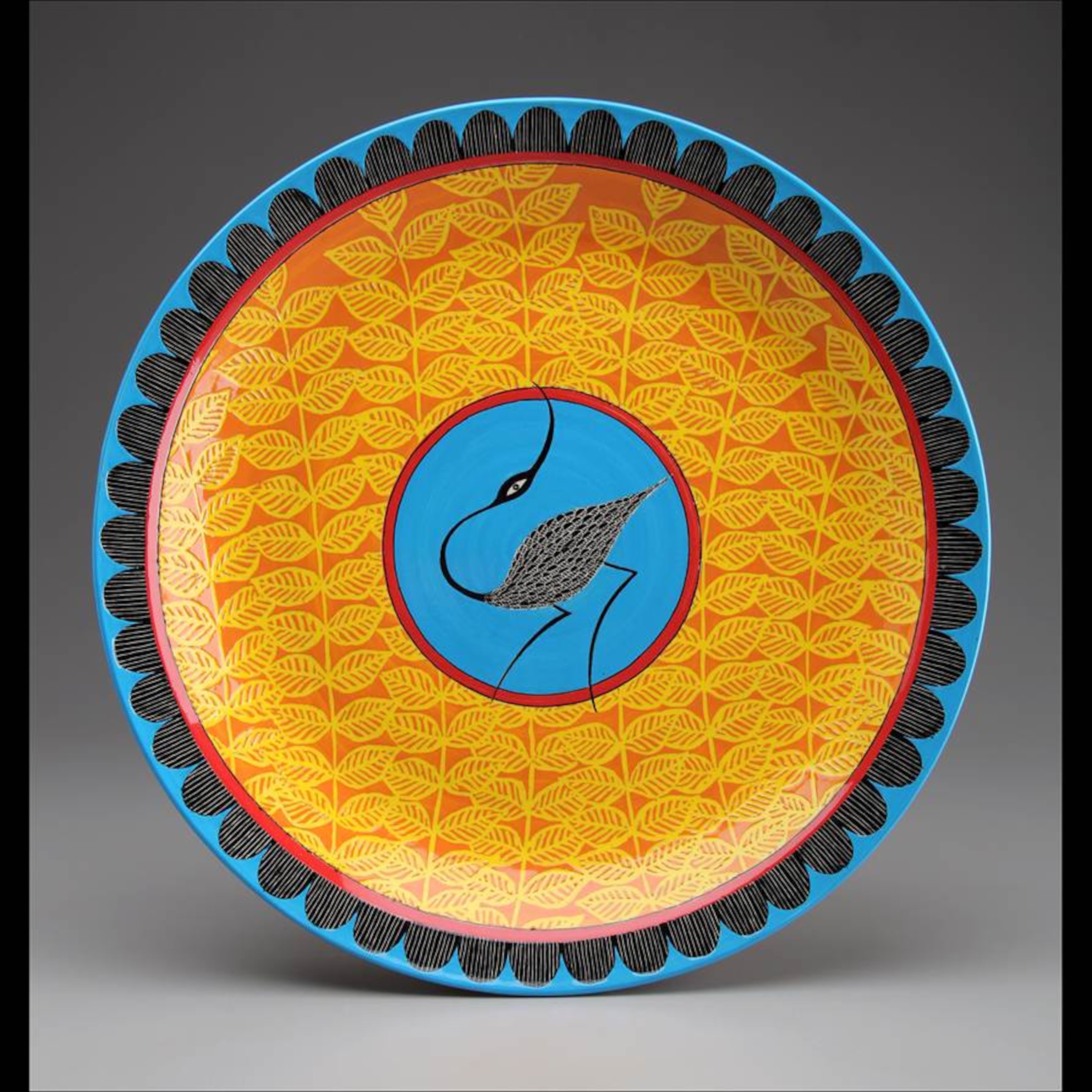 Elisabeth Maurland of Decorah, Iowa, is showing ceramic works such as this stoneware "Anhinga Platter."