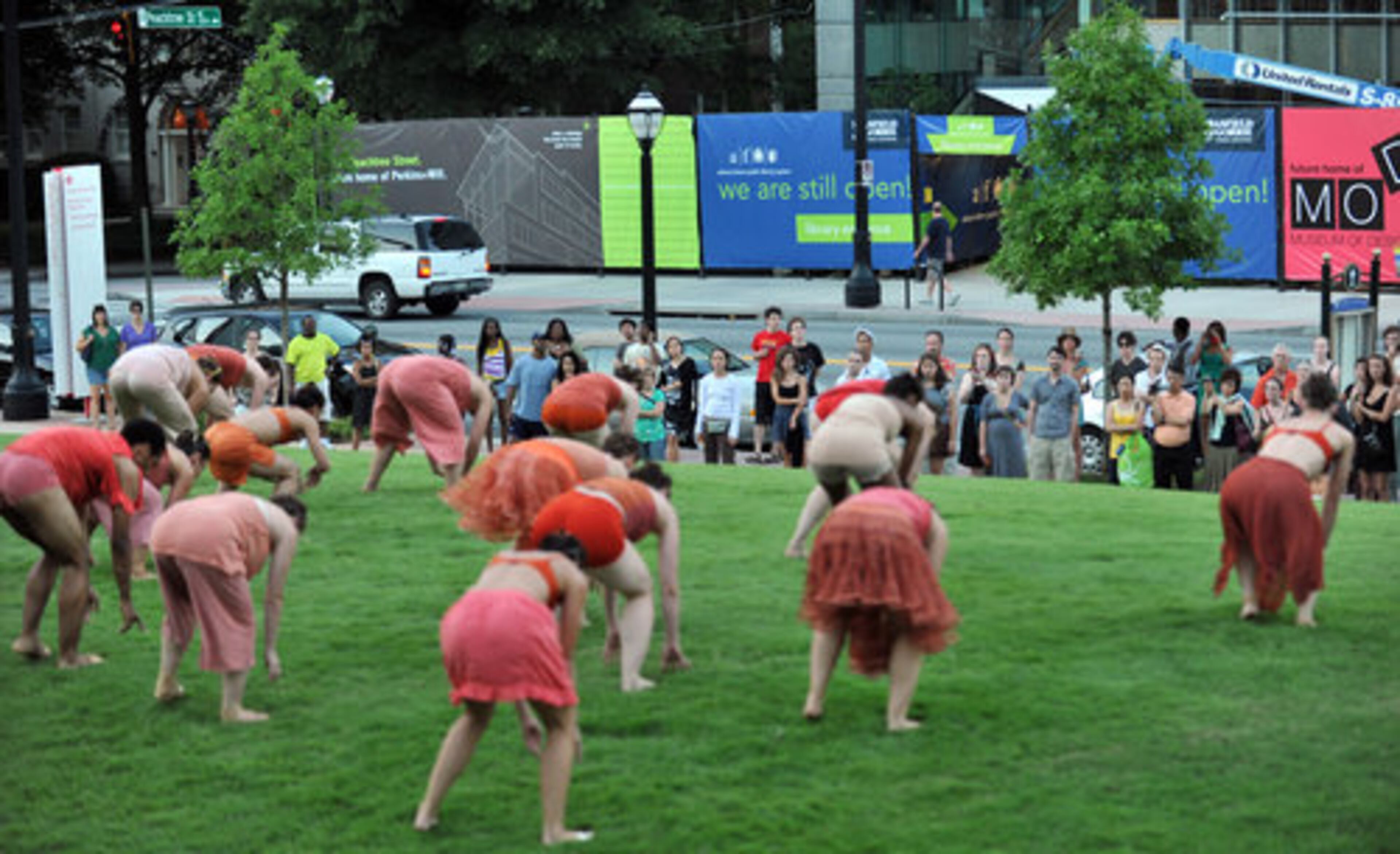 People watch gloATL artists perform "Blades of Grass" during Roem.