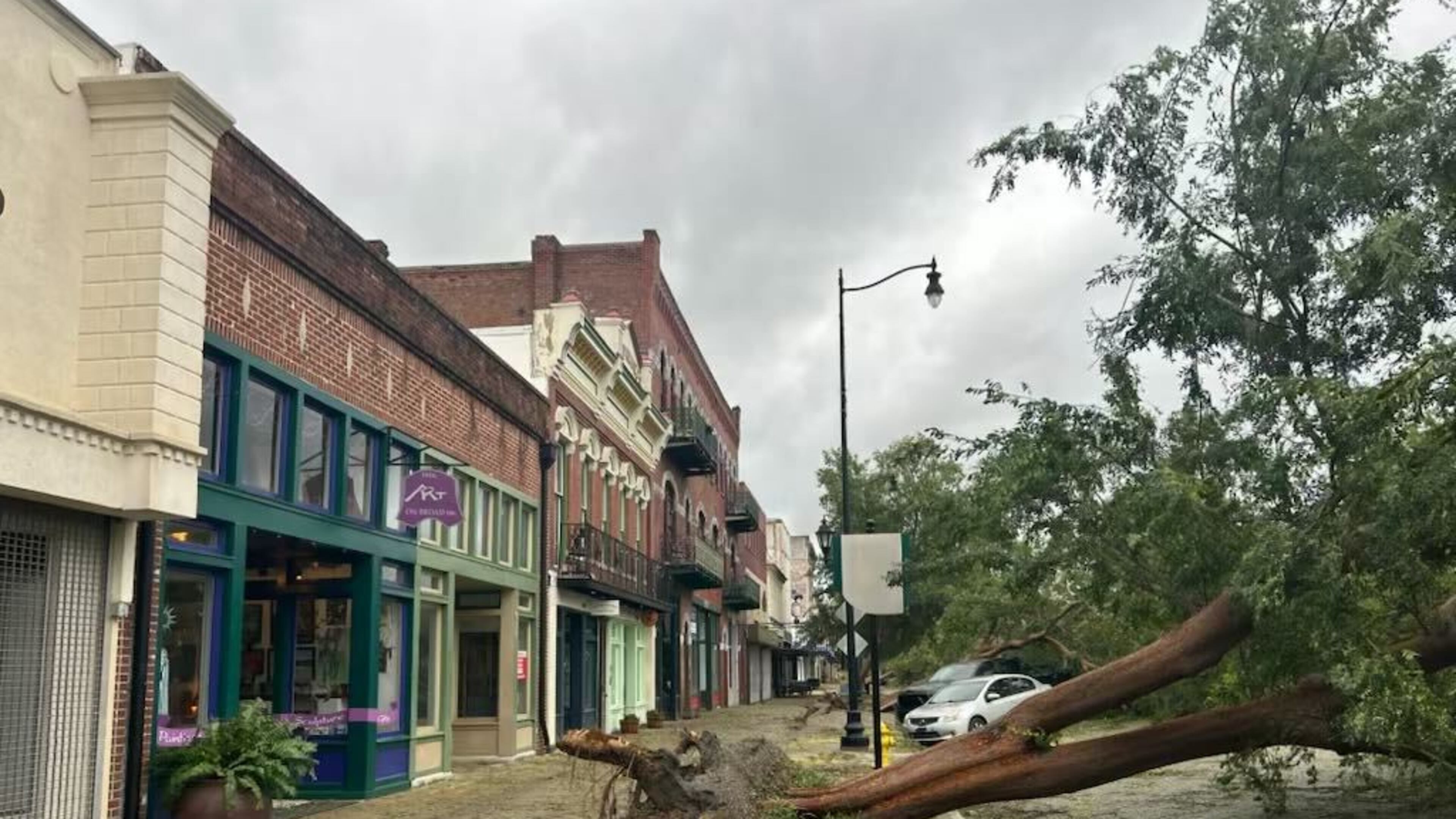 Downtown Augusta had multiple downed trees Friday after Hurricane Helene passed through the area.