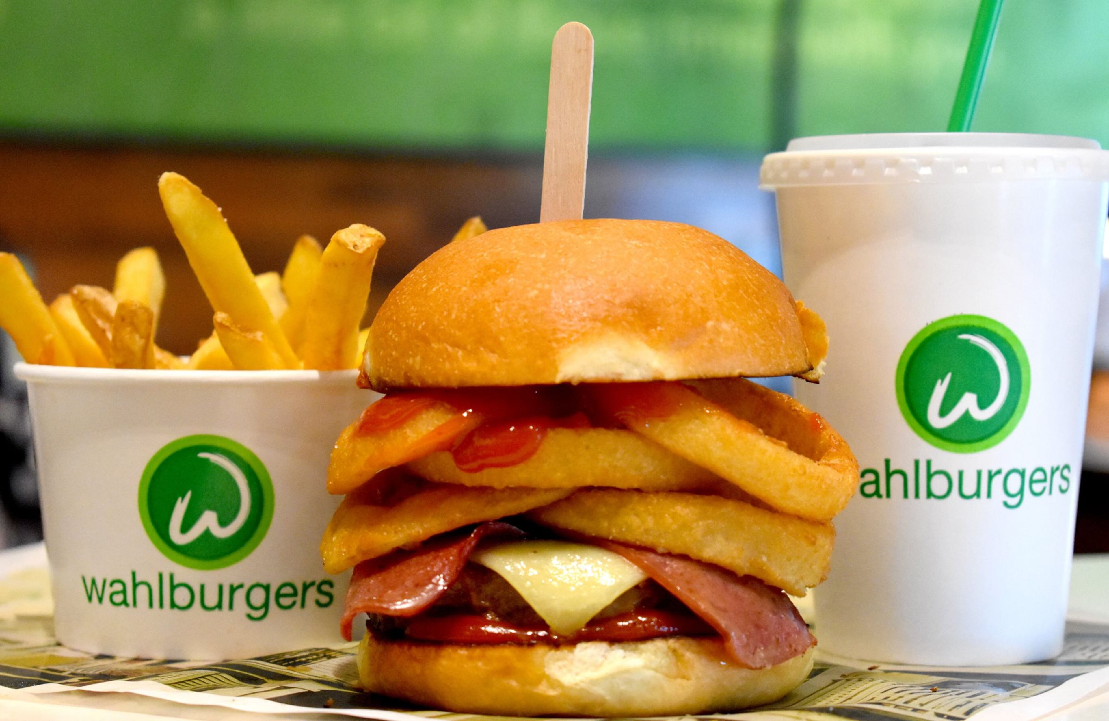 The Wahlberg brothers, owners of the Wahlburgers chain of restaurants, are from Boston, so they're paying homage with the 5 Ring Burger. Honoring the New England Patriots five championships, the Angus beef burger is topped with five thick-cut onion rings, spicy ketchup, cheddar and turkey bacon on a toasted bun. The combo includes a choice of side and a fountain drink and is available at the restaurant Battery at SunTrust Park location.