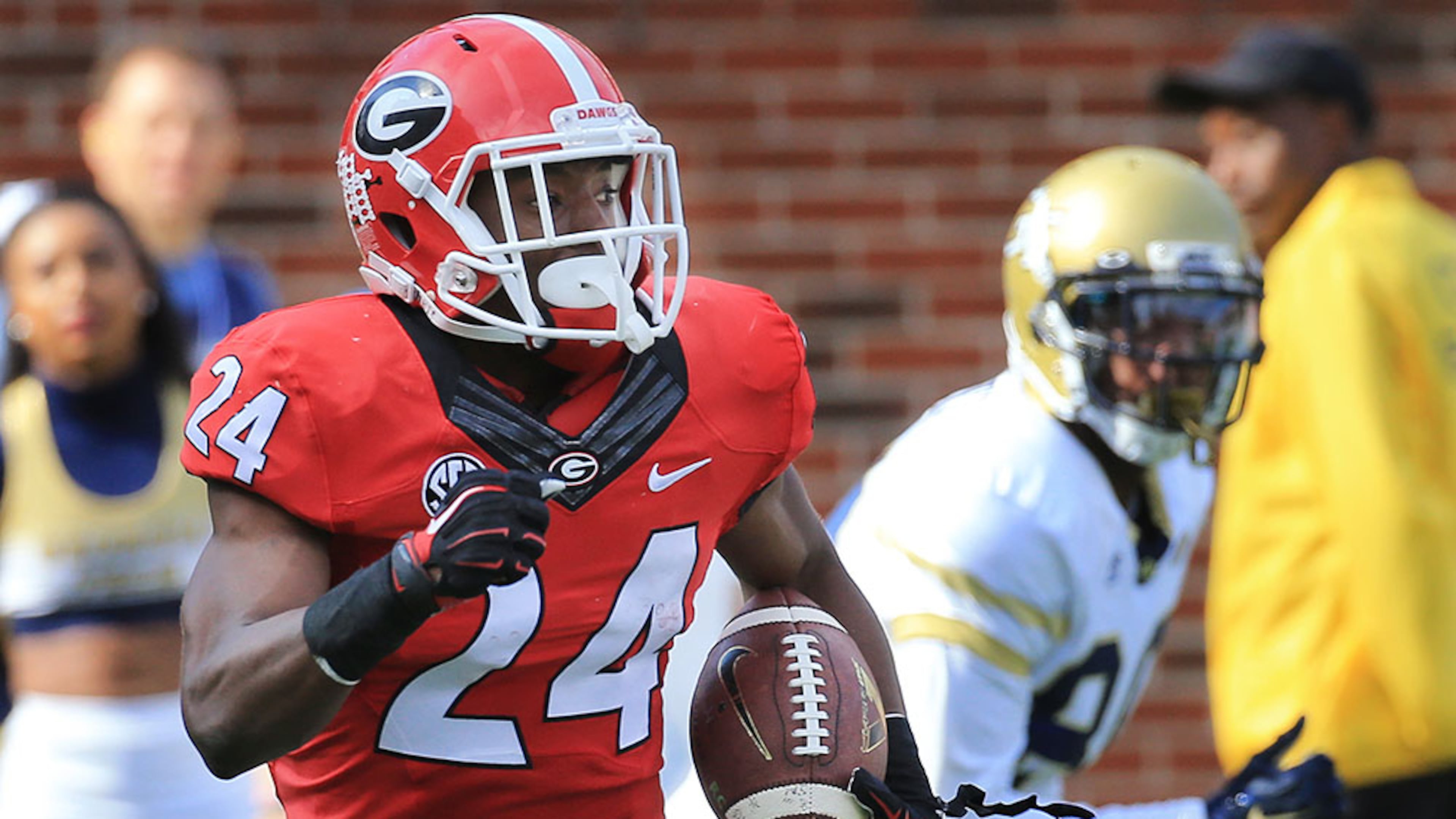 Georgia's Dominick Sanders had 6 interceptions last season, including one in the win over Georgia Tech.