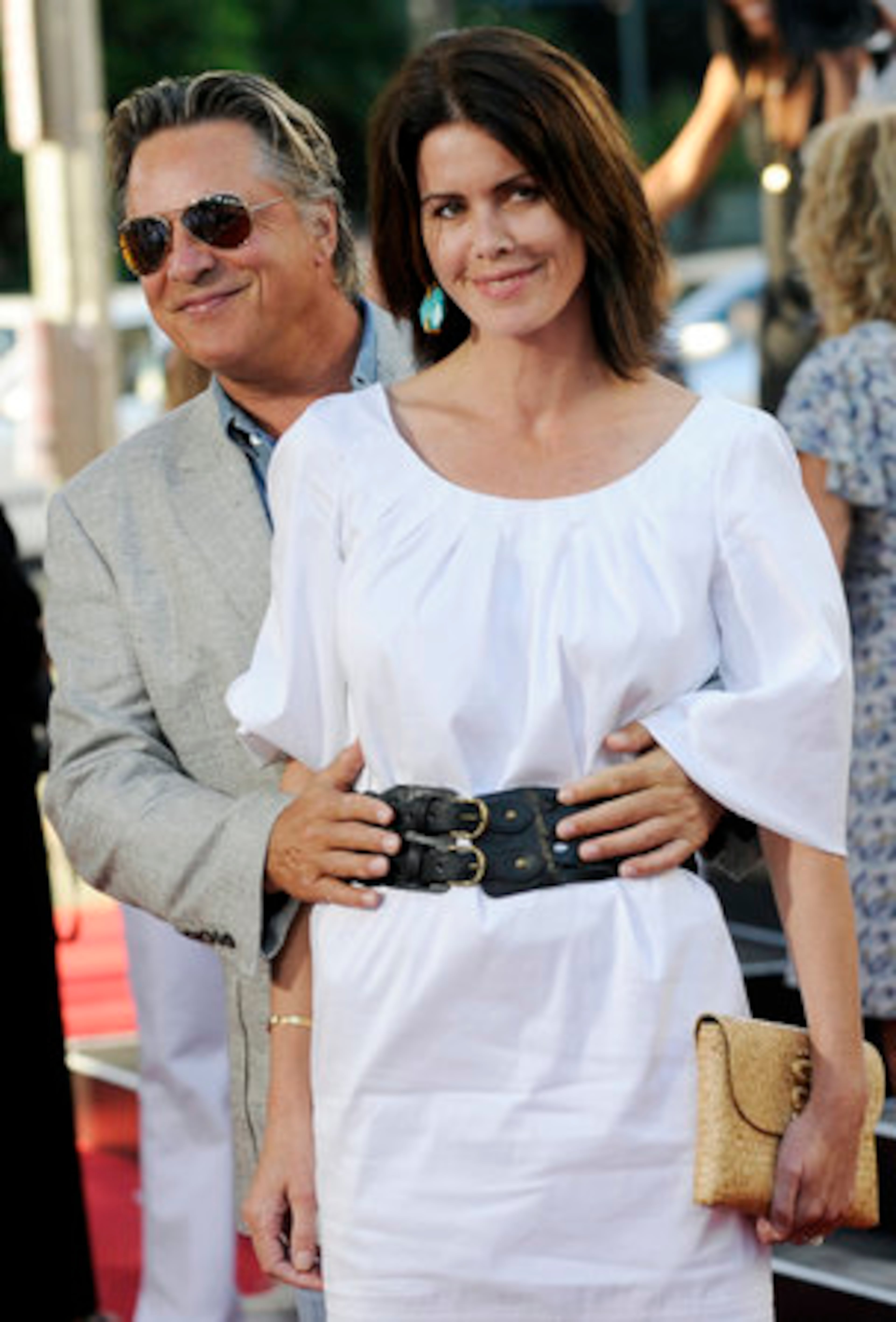 Don Johnson and his wife Kelley Phleger arrive at the premiere. Neither one of them is in the movie "Funny People," but they decided to go to the premiere anyway because they didn't have anything else to do Monday night.