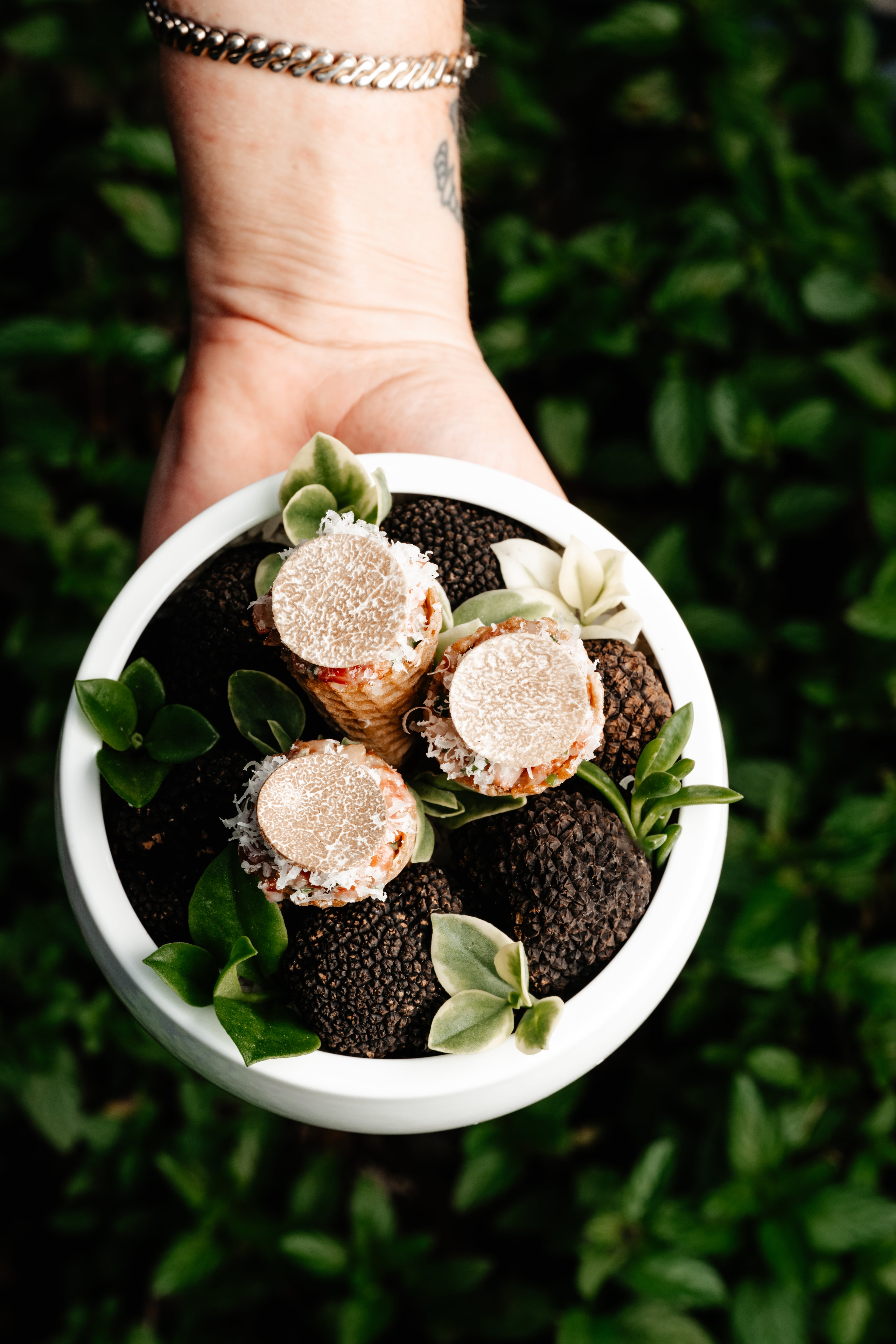 Beef tartare with black truffles is served in waffle cones at Truth Be Told. (Courtesy of Lauren Lynn/Truth Be Told)