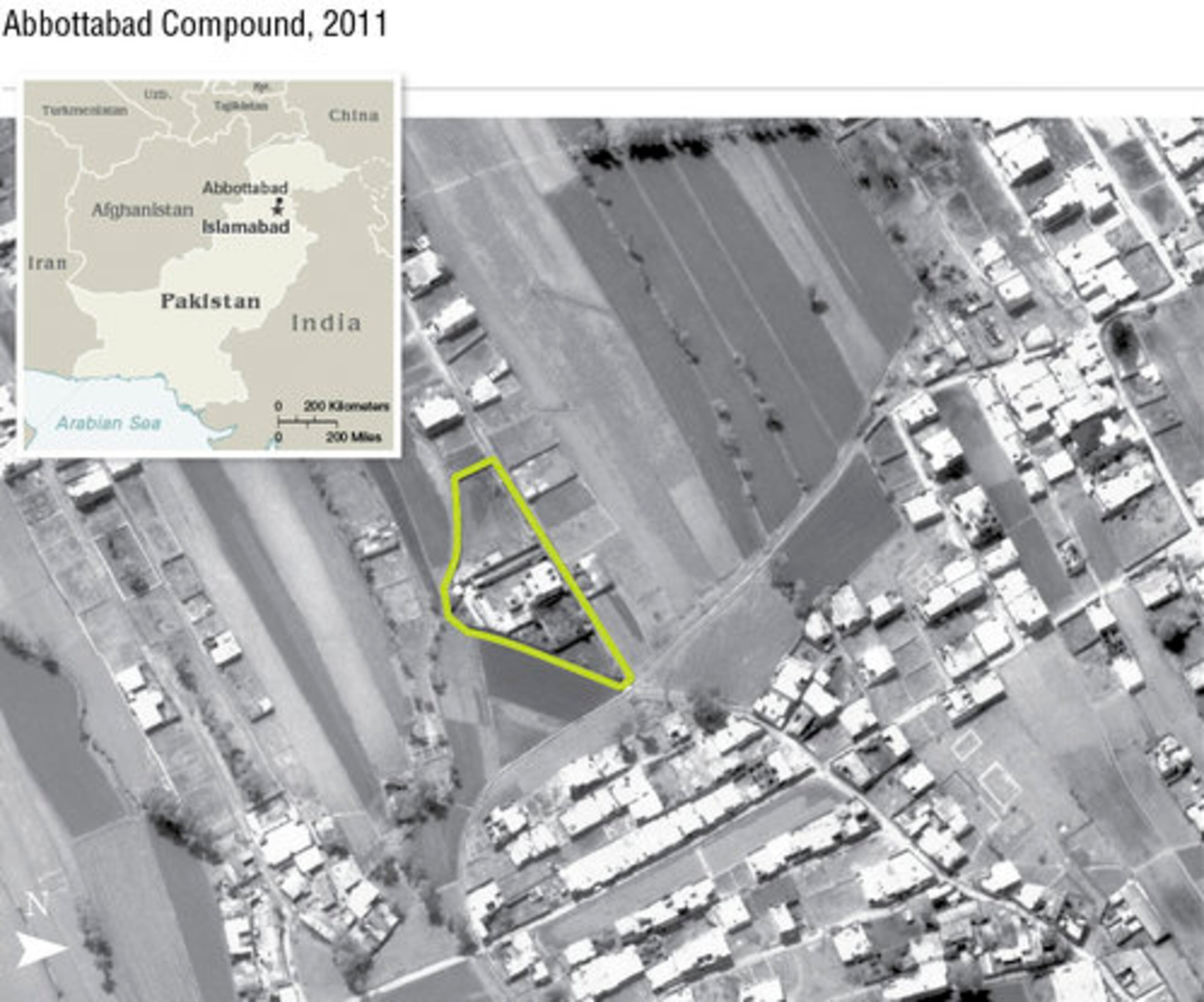 This undated aerial handout image provided by the CIA shows the Abbottabad compound in Pakistan where American forces in Pakistan killed Osama bin Laden.