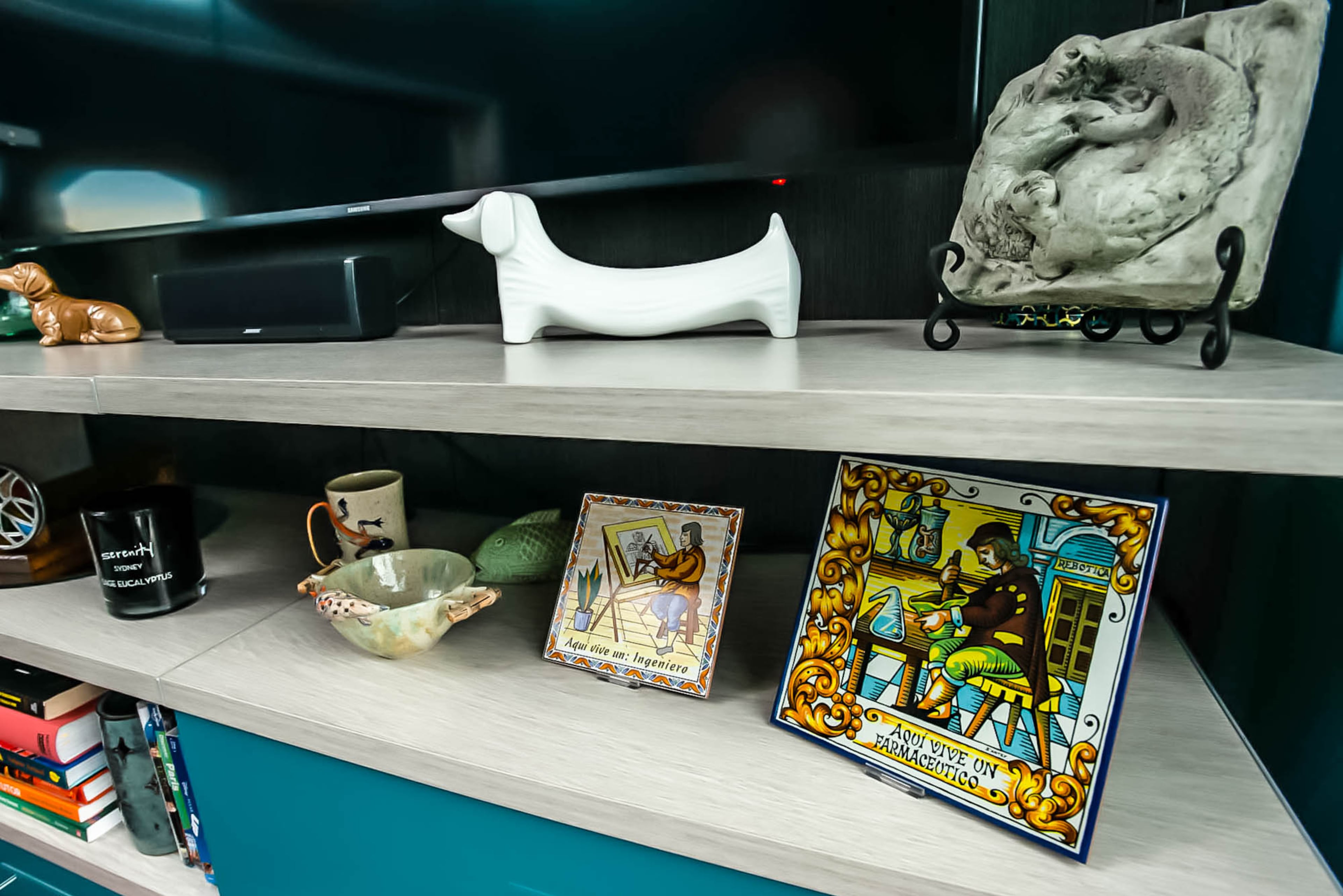 Dachshund figurines show homeowners Larry Henderlight and Julio Gomez's love for their pets, Paco and Perlita. Christopher Oquendo/AJC FILE