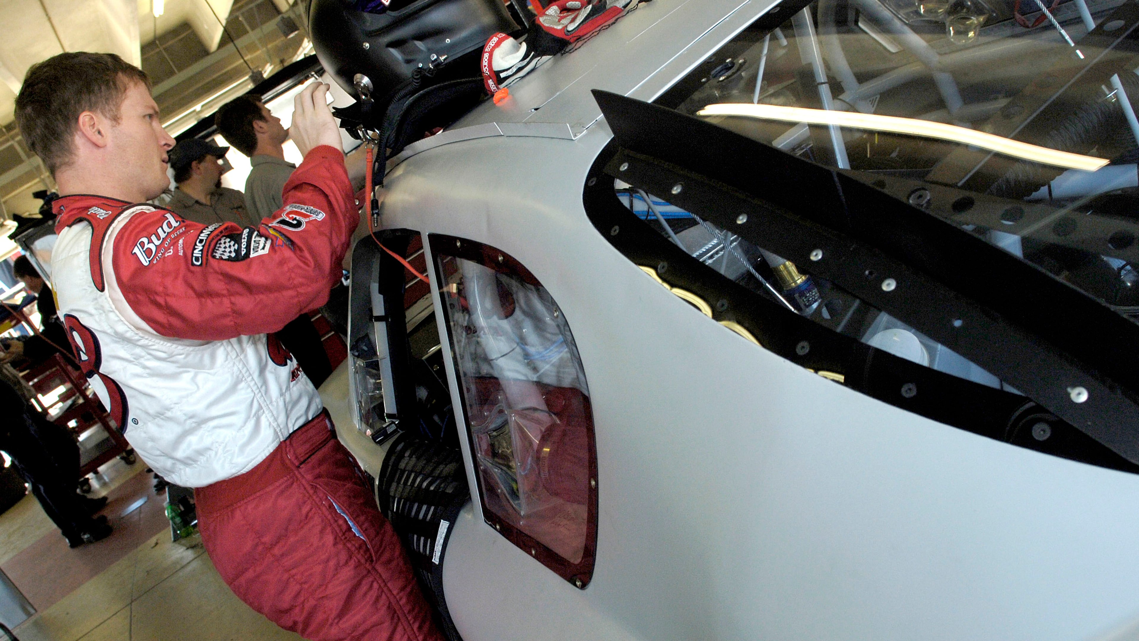 HAMPTON, GA - OCTOBER 31: Dale Earnhardt Jr., prepares to drive the DEI Chevrolet test version of the NASCAR Car Of Tomorrow, during the NASCAR Car Of Tomorrow test session on October 31, 2005 at the Atlanta Motor Speedway in Hampton, Georgia. (Photo by Rusty Jarrett/Getty Images)