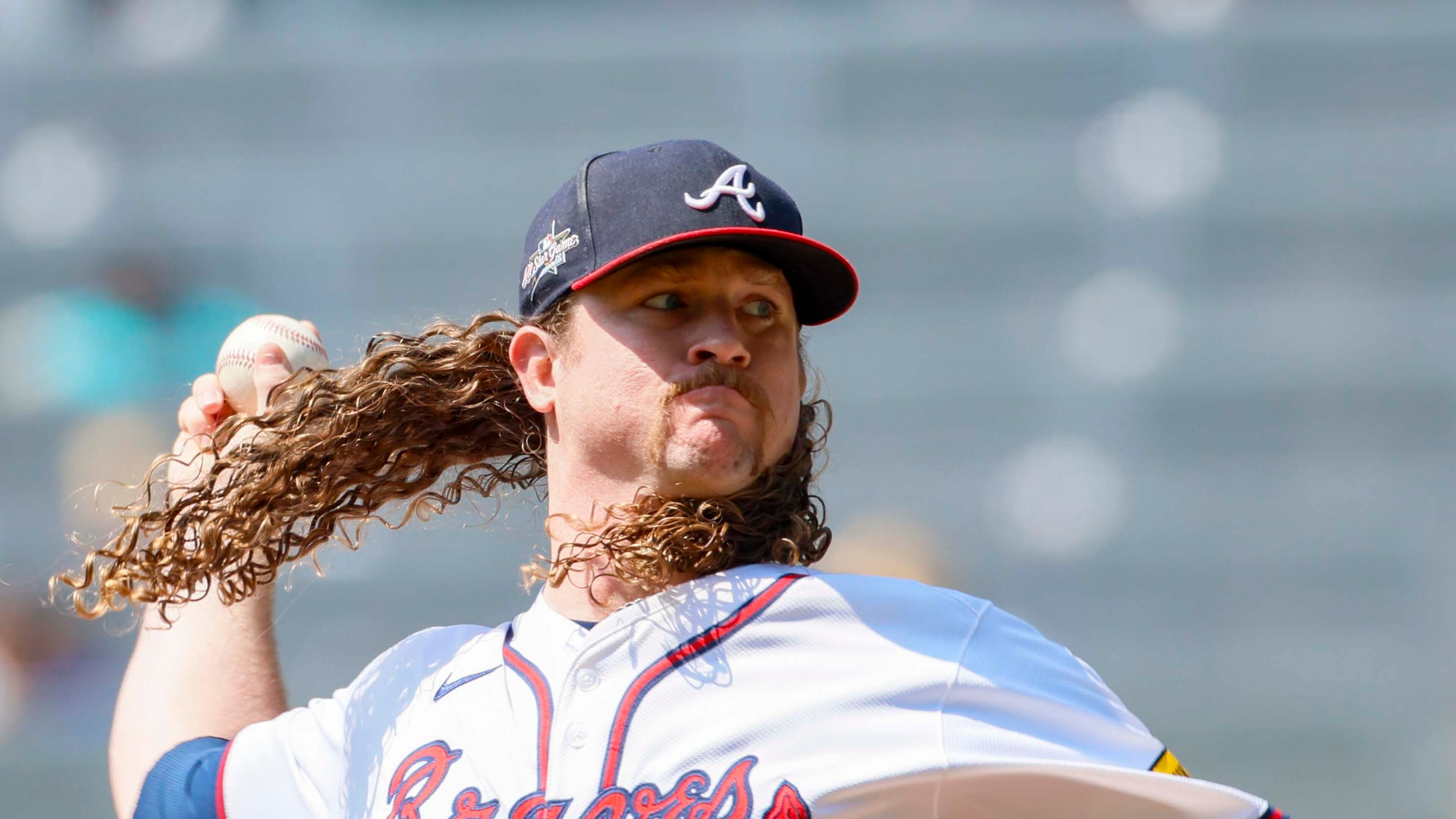 Braves starting pitcher Grant Holmes, once a heralded prospect who was stuck in the minors for a decade, debuted in 2024 and had immediate success. (Miguel Martinez/AJC)