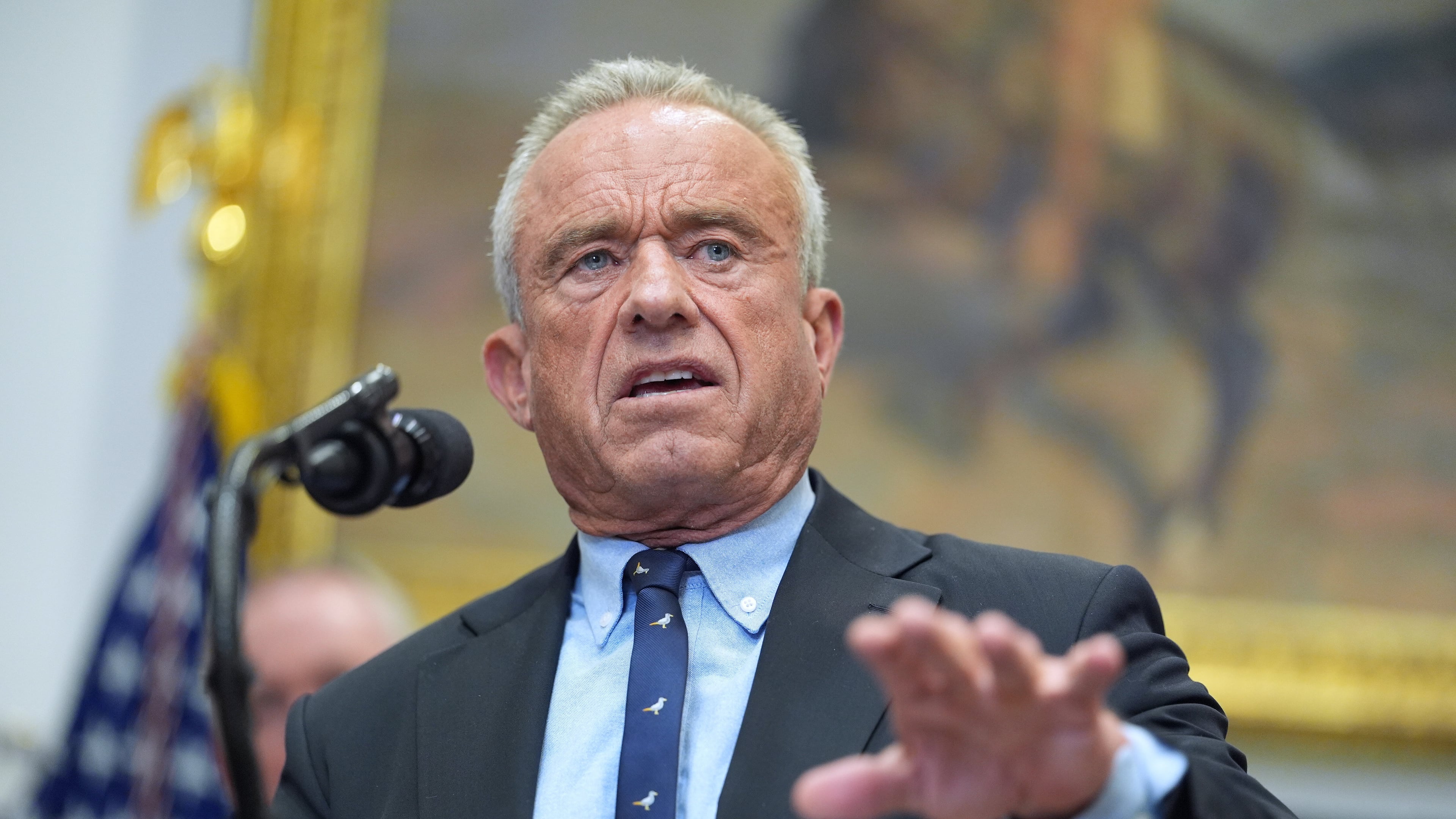 Secretary of Health and Human Services, Robert F. Kennedy, Jr., speaks during an event on prescription drug prices in the Roosevelt Room of the White House, Friday, Dec. 19, 2025, in Washington. (AP Photo/Evan Vucci)