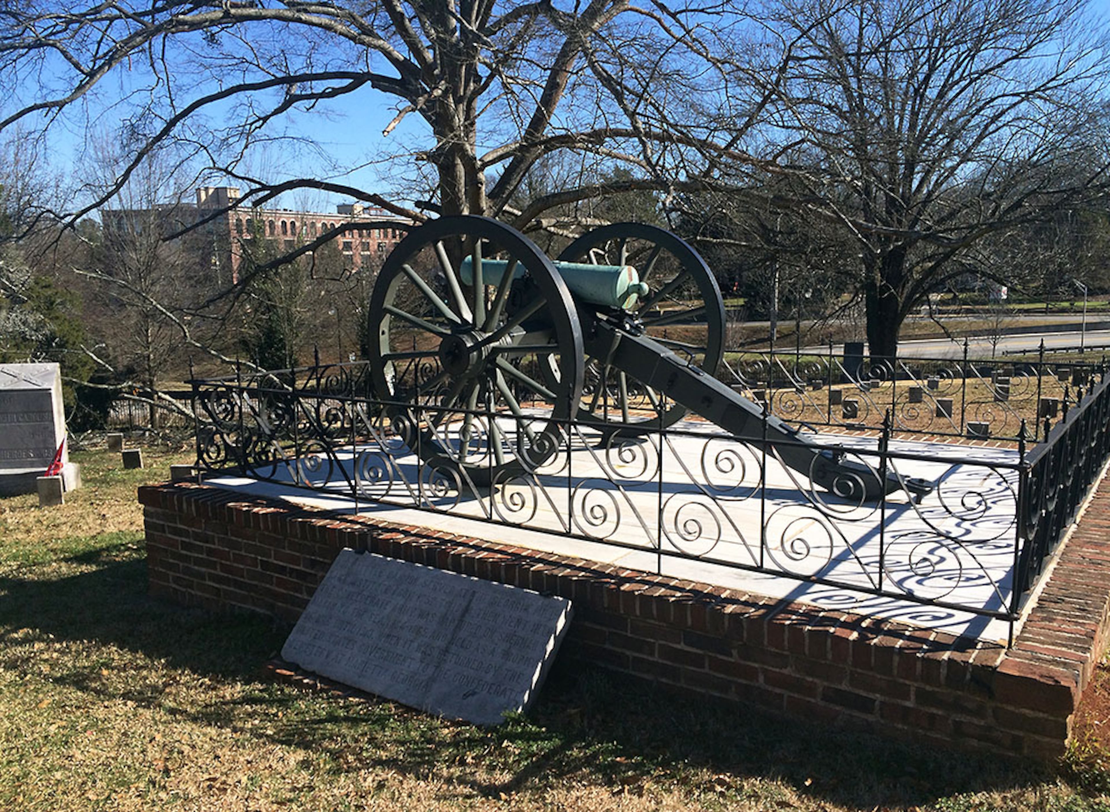 The Little Cannon stands in the Marietta Confederate Cemetery. (PETE CORSON / pcorson@ajc.com)